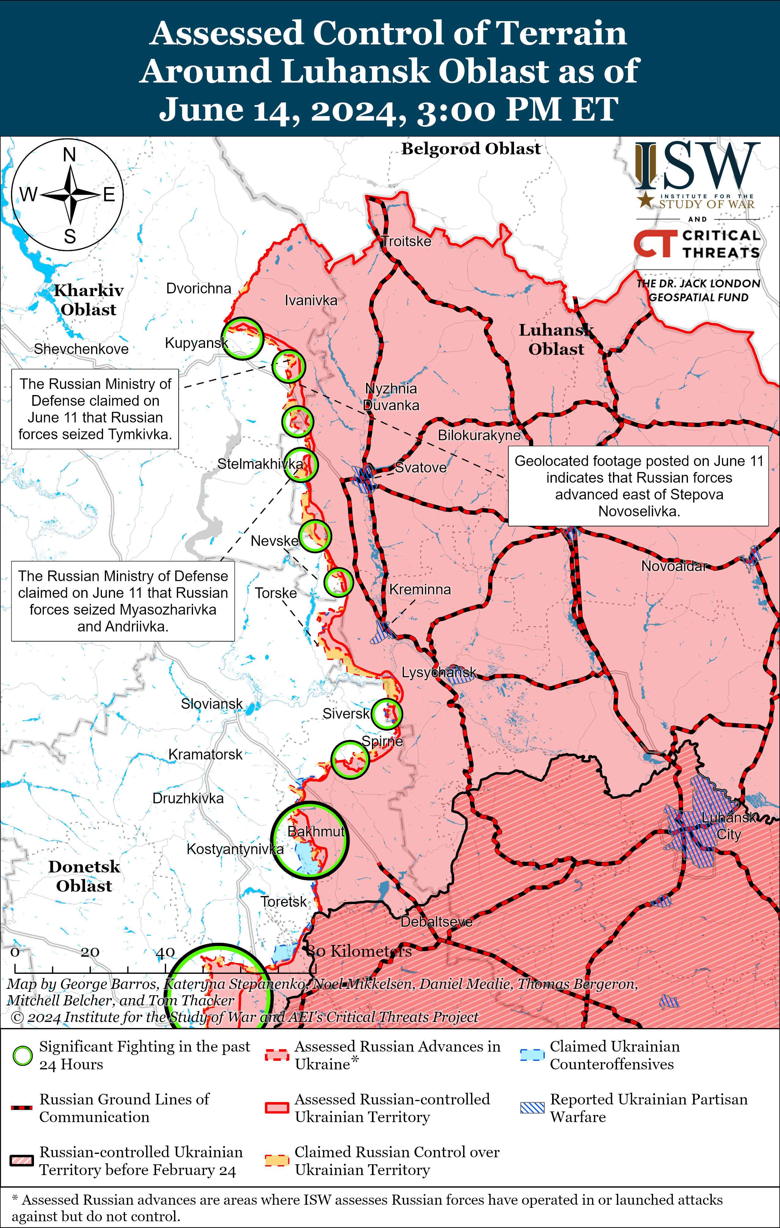 Окупанти продовжують механізовані штурми і тиснуть на Донбасі: карти ISW