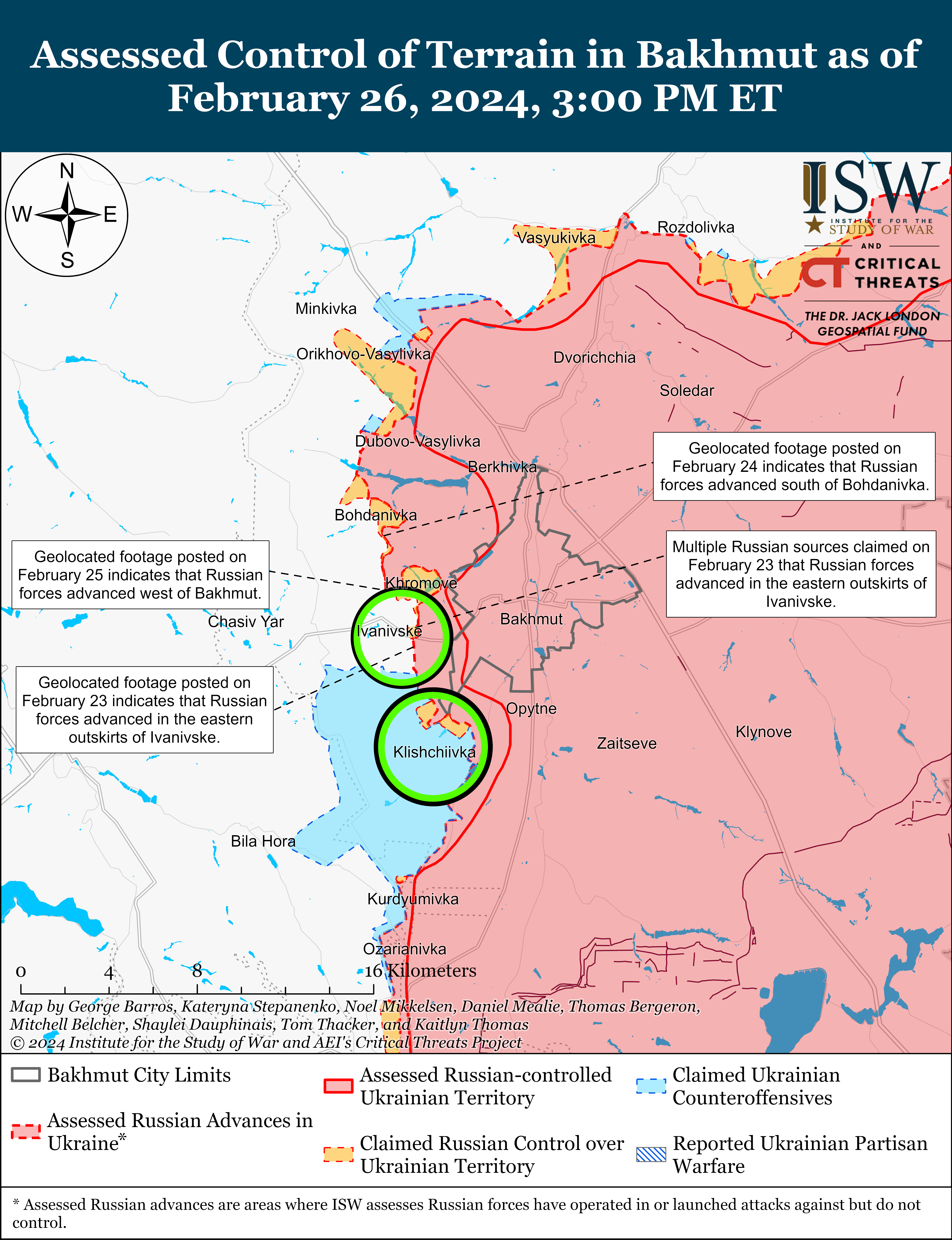 Окупанти тиснуть біля Авдіївки і просунулися в районі Кремінної: карти ISW
