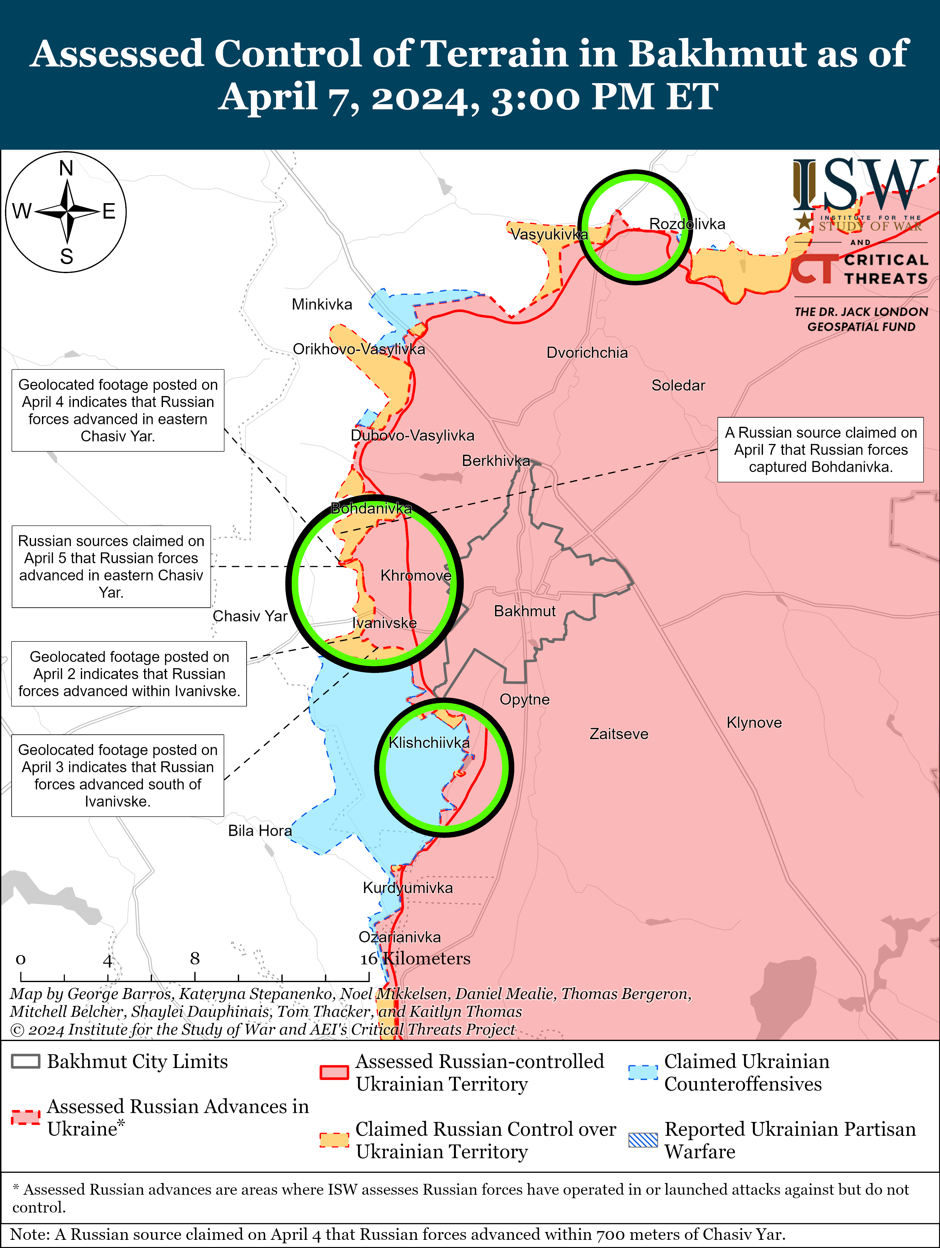 На більшості напрямків тривають позиційні бої, ворог просунувся під Авдіївкою: карти ISW