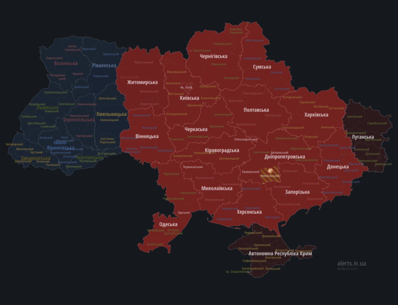 Угроза атаки ракет и дронов. В ряде областей снова объявлены воздушные тревоги