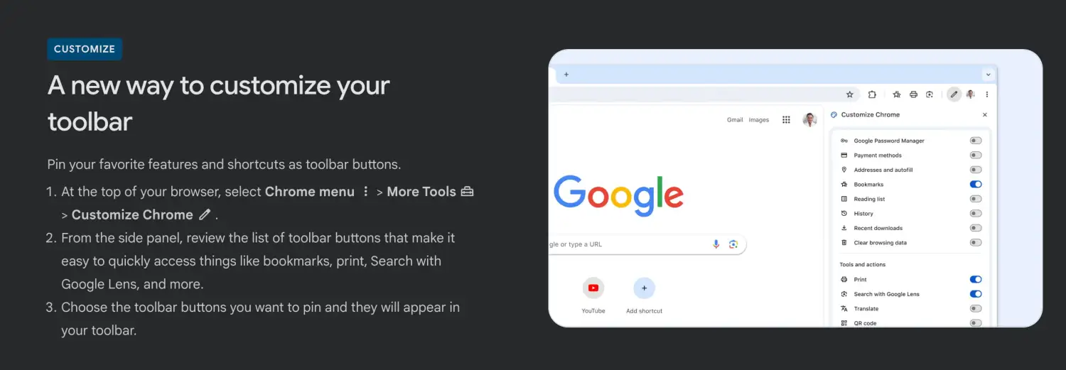 Как быстро настроить панель инструментов в Google Chrome с помощью клавиш