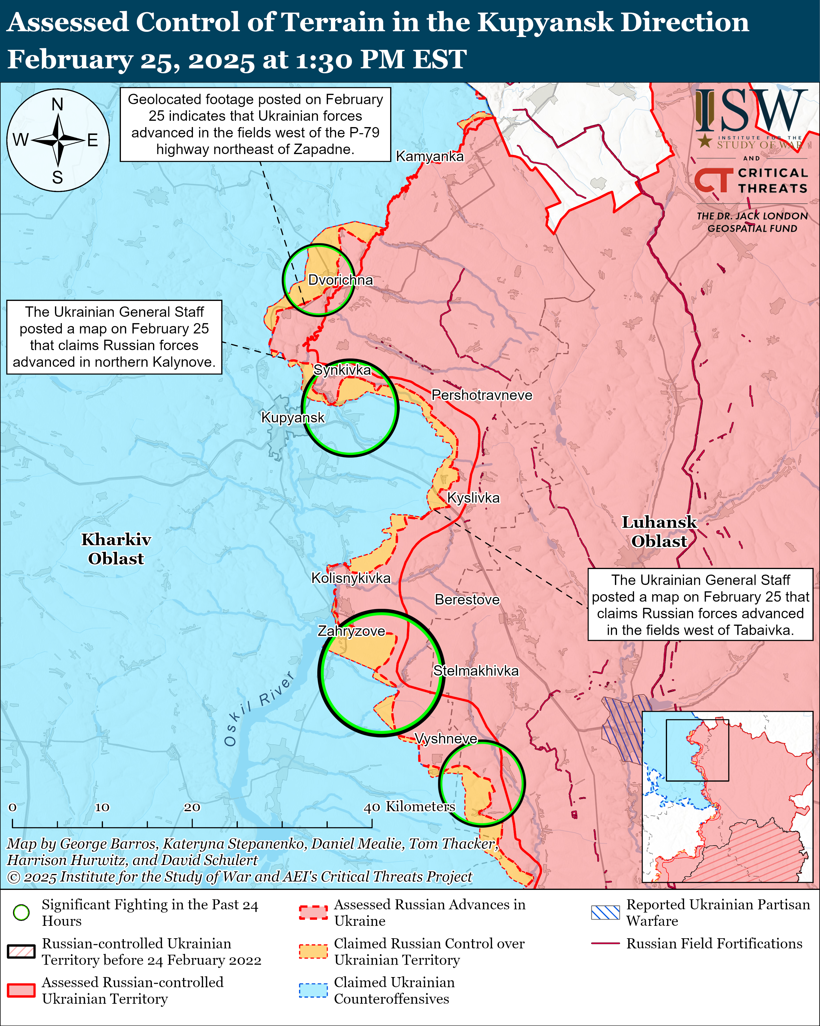 ЗСУ мали успіх під Куп'янськом, ворог просунувся на чотирьох напрямках: карти ISW