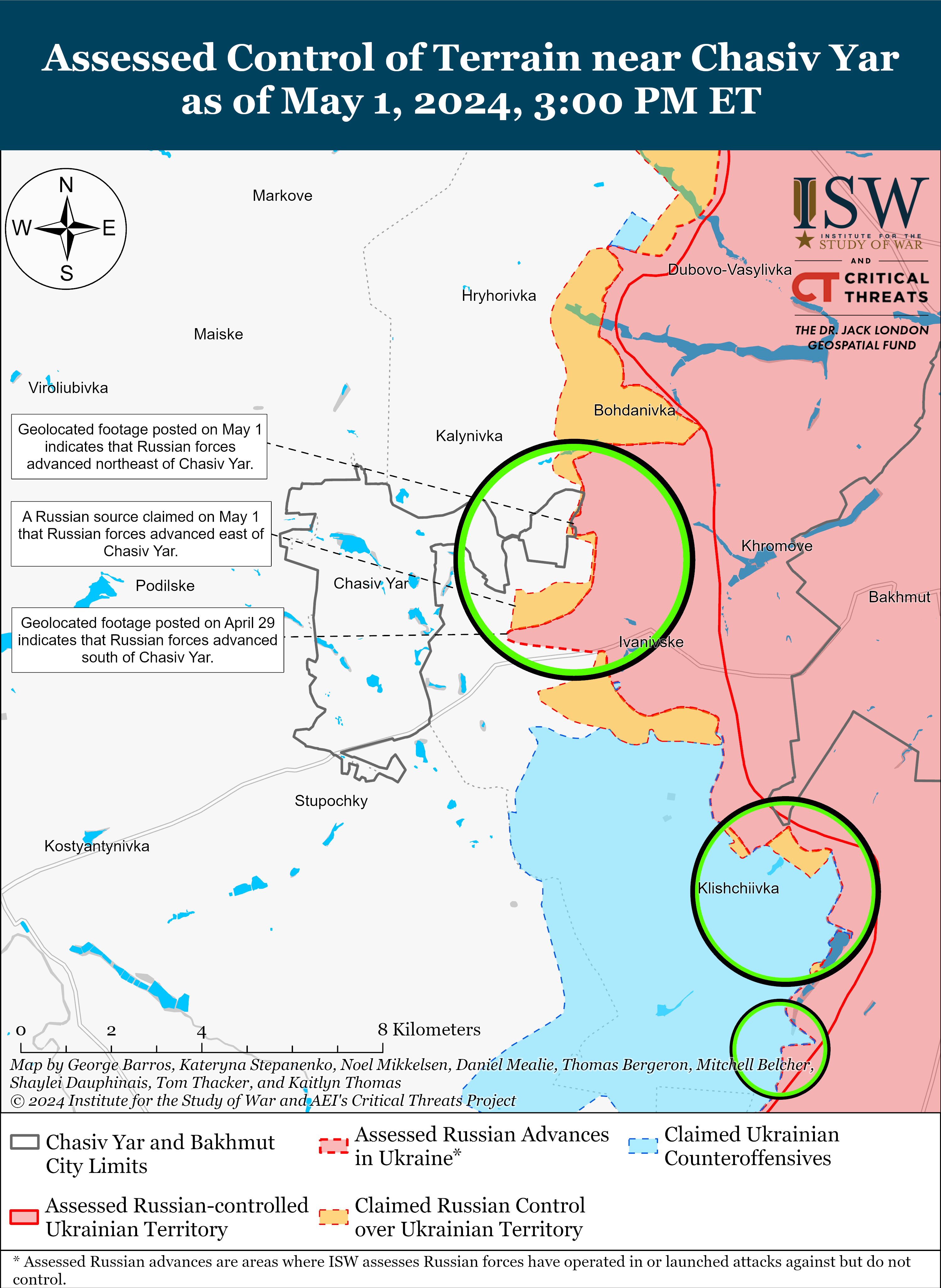 Окупанти тиснуть під Часовим Яром та біля Авдіївки: карти ISW