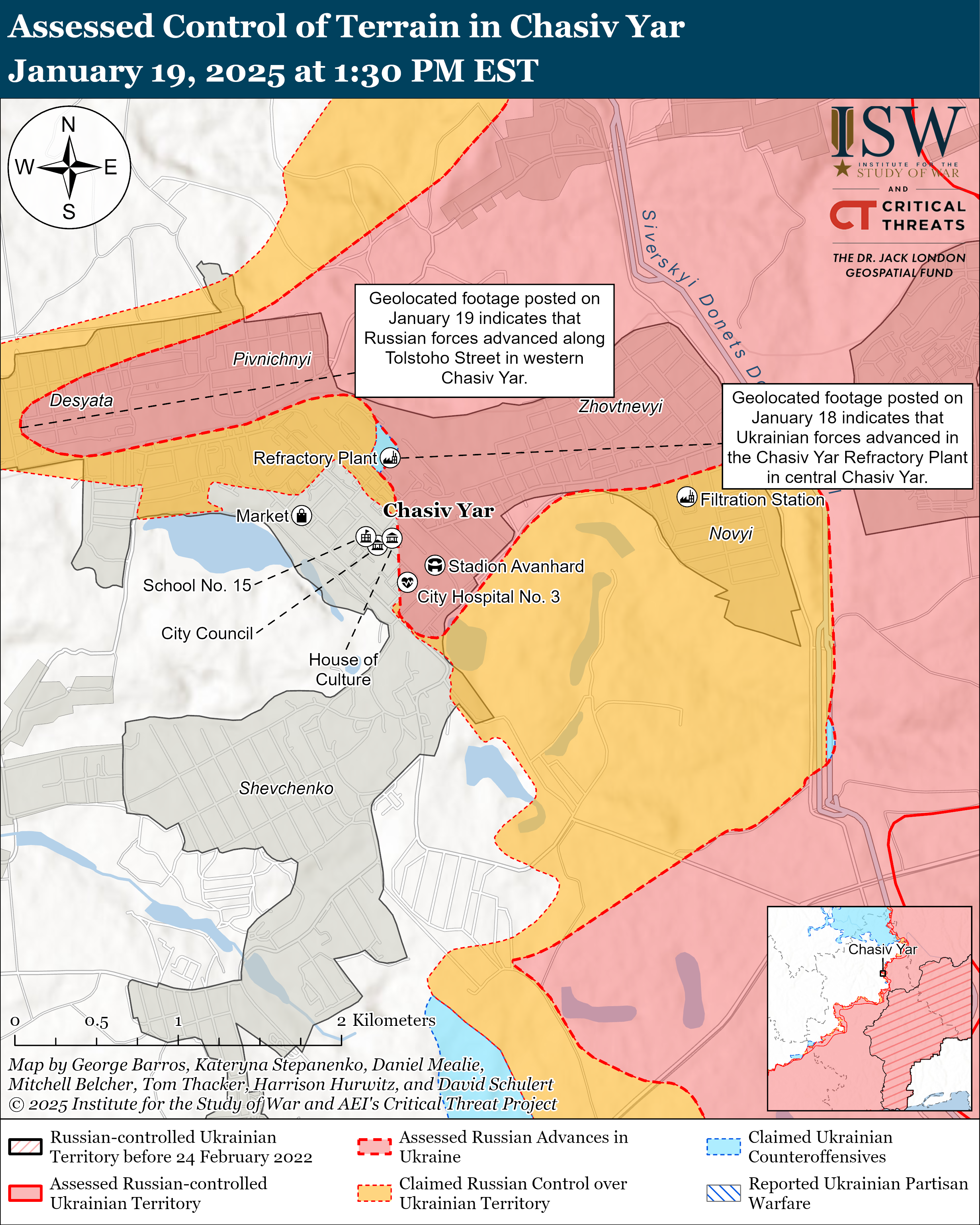 ЗСУ мали успіх біля Часового Яру і Торецька, ворог просунувся на 7 напрямках: карти ISW
