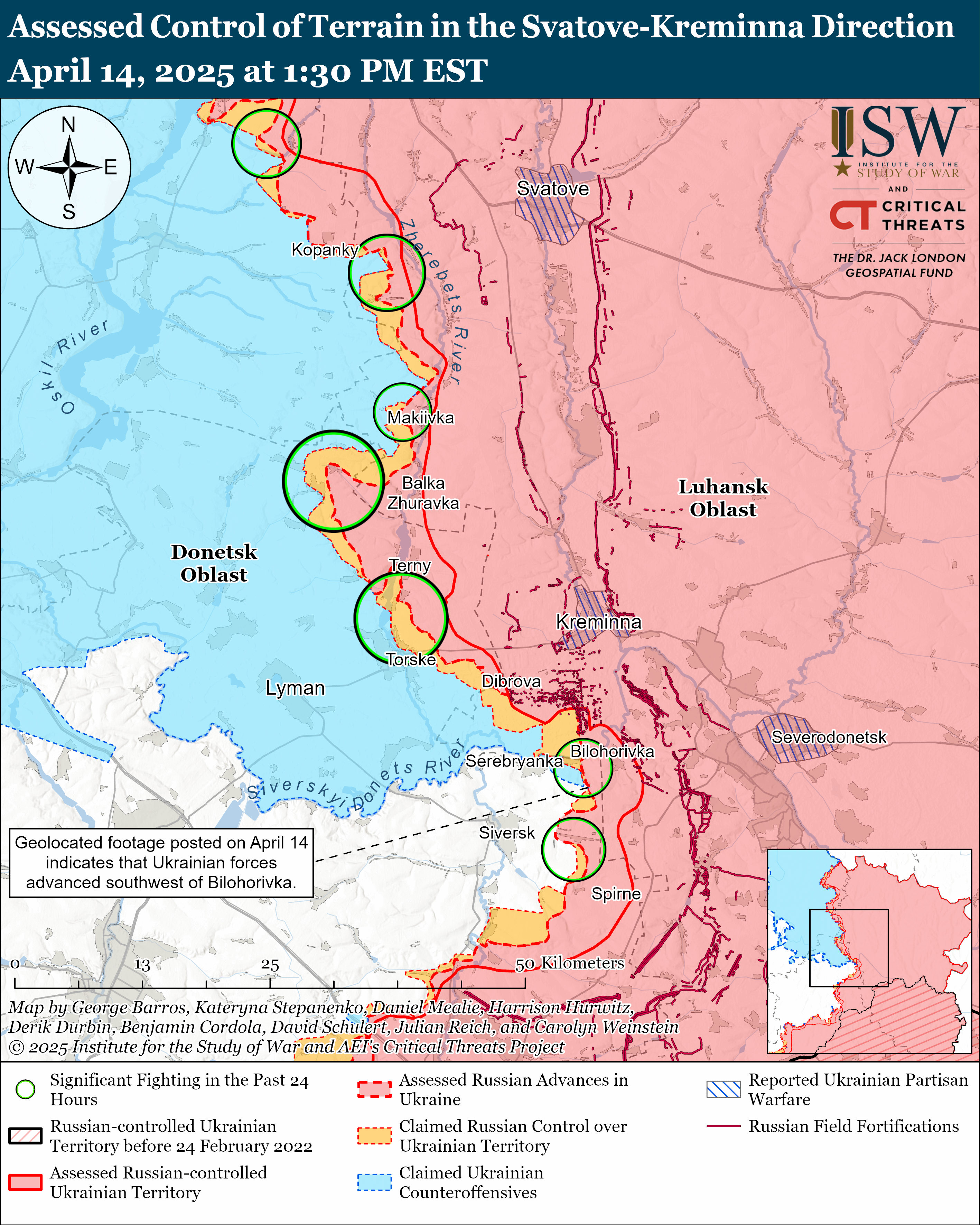 ЗСУ просунулися біля Сіверська і Торецька, ворог тисне на чотирьох напрямках: карти ISW