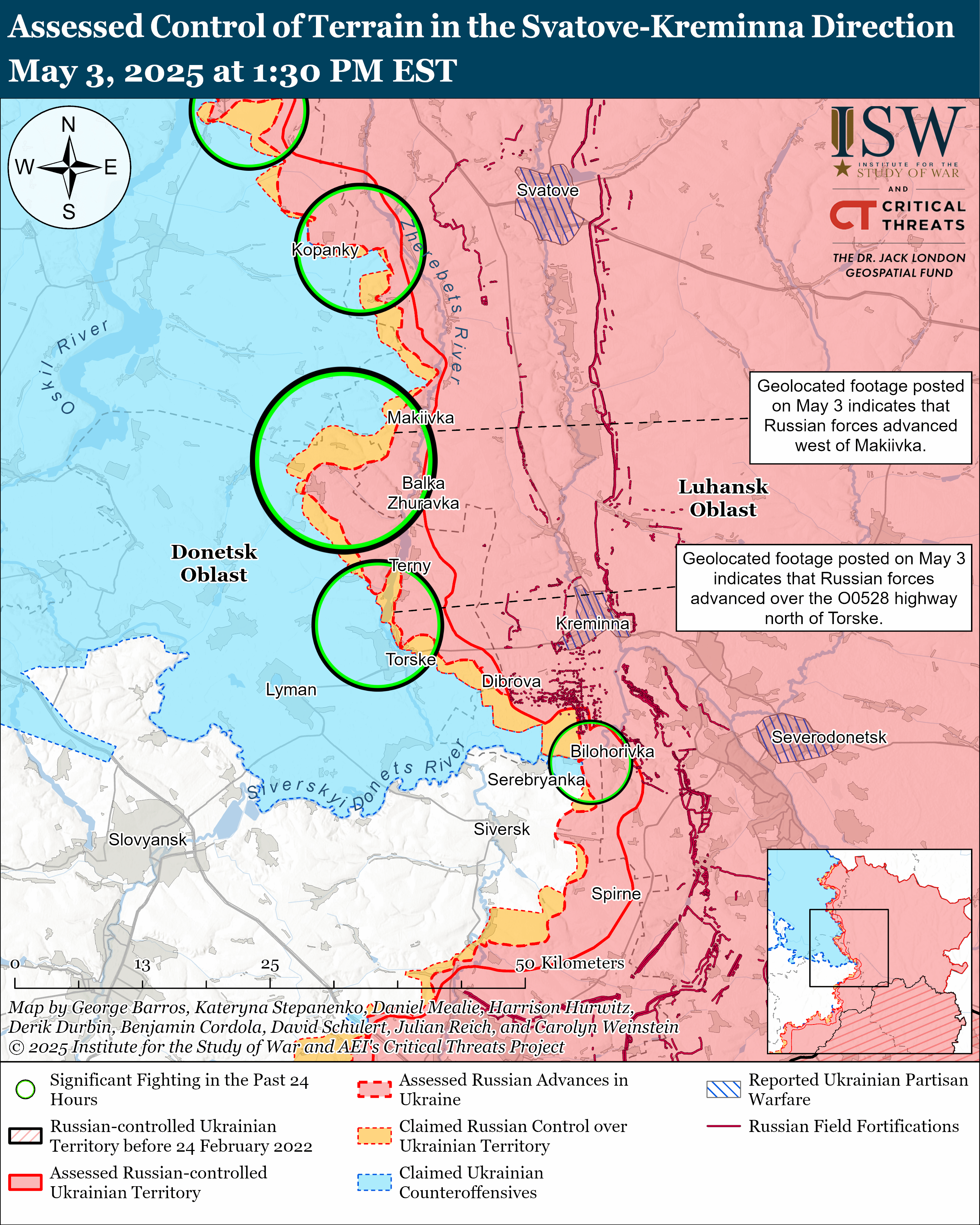 Окупанти просунулися на п'яти напрямках, ЗСУ контратакують: карти ISW