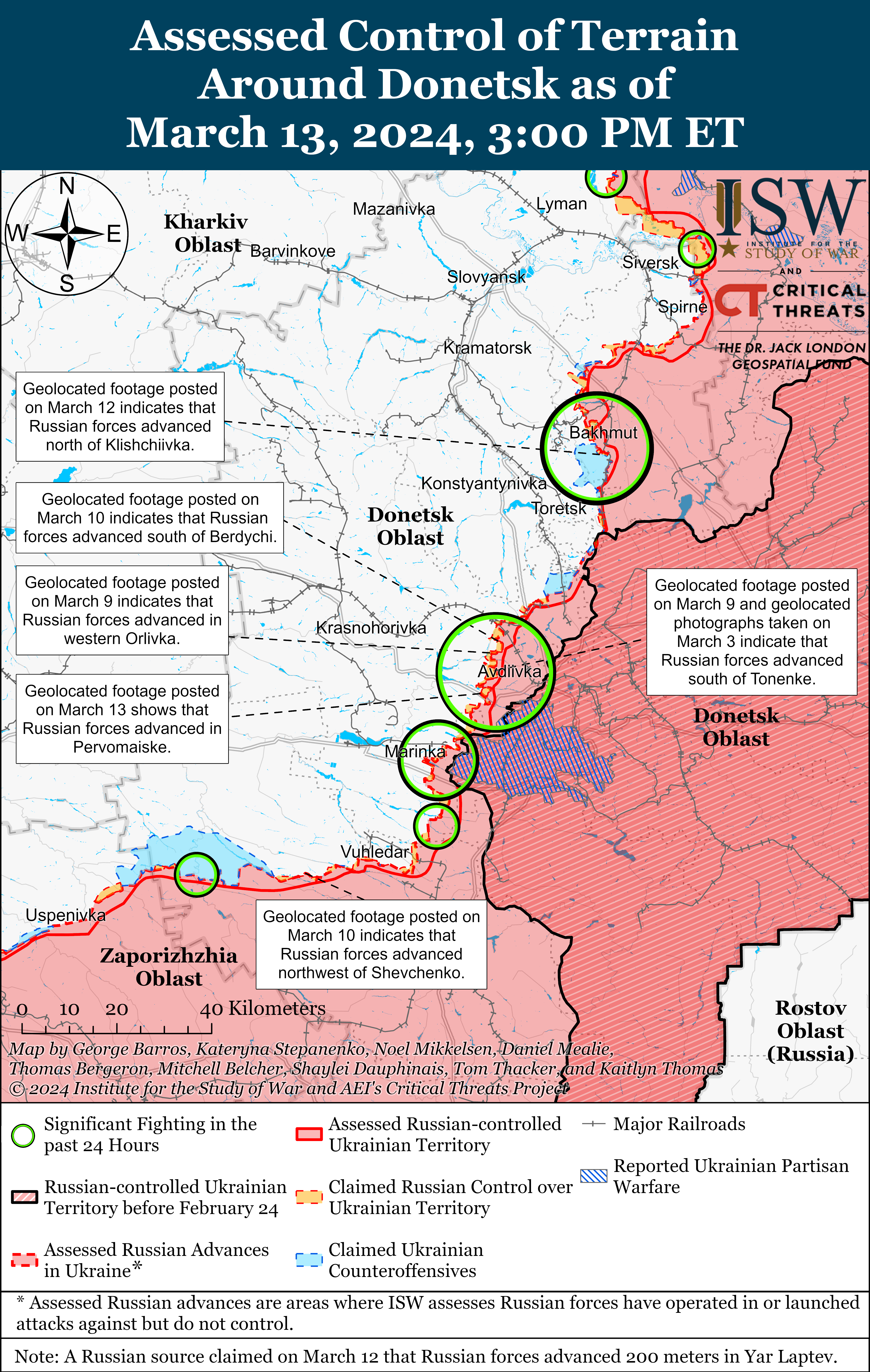 Позиційні бої точаться на більшості напрямків, "найгарячіше" під Авдіївкою: карти ISW