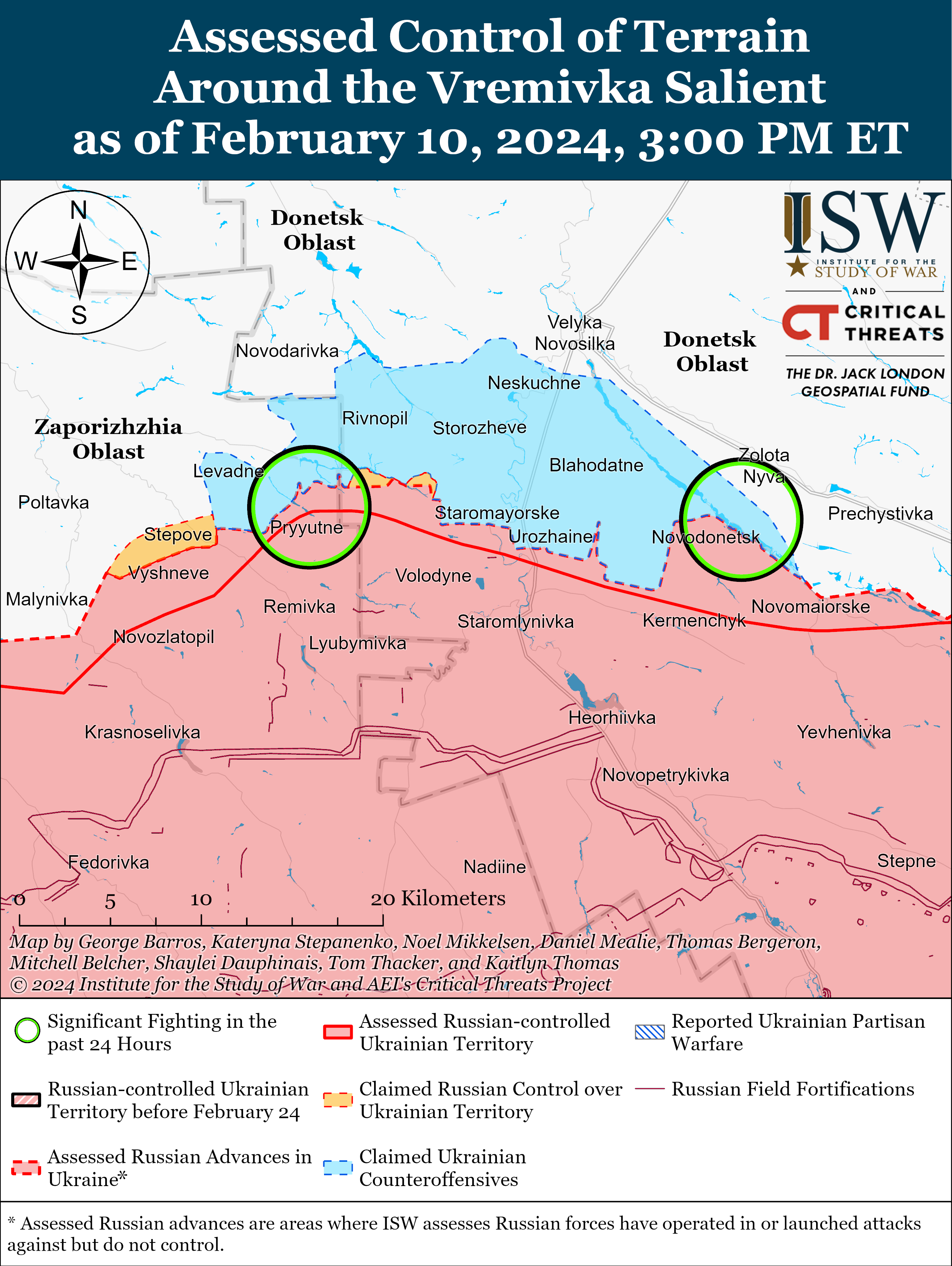 ЗСУ просунулися під Роботиним, а окупанти наступають біля Кремінної та Авдіївки: карти ISW