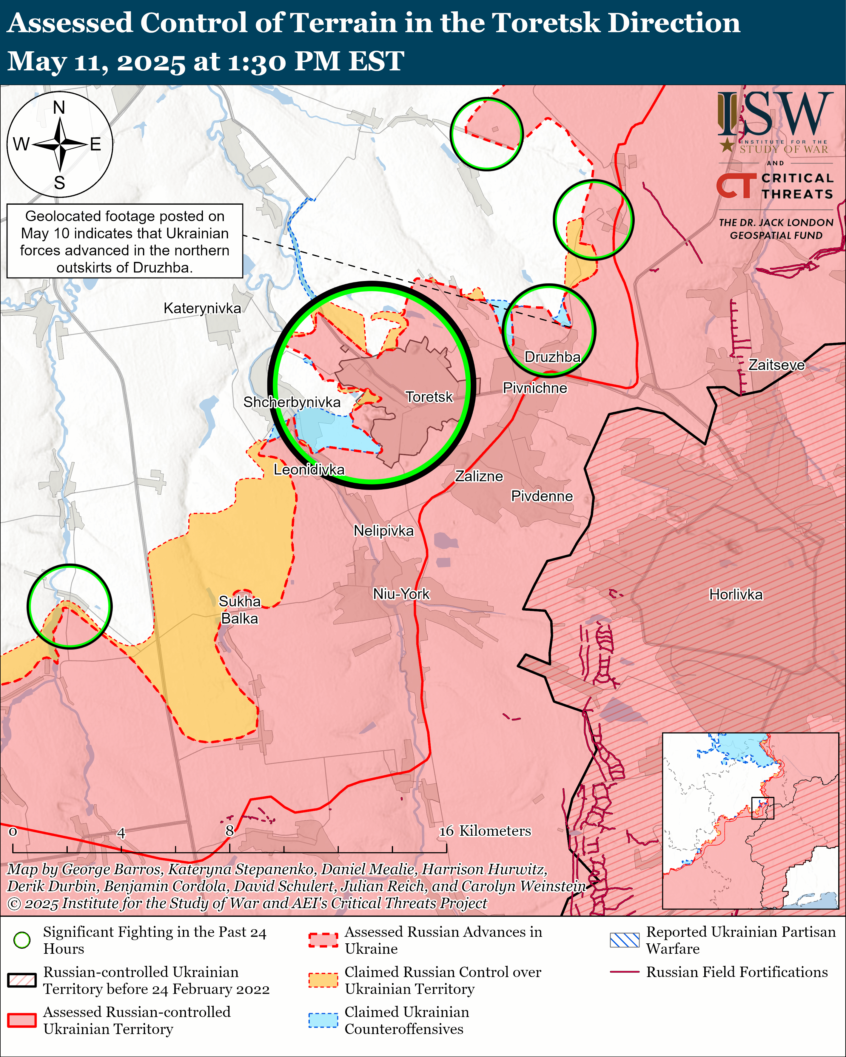 ЗСУ мали успіх під Торецьком, ворог просунувся на двох напрямках: карти ISW