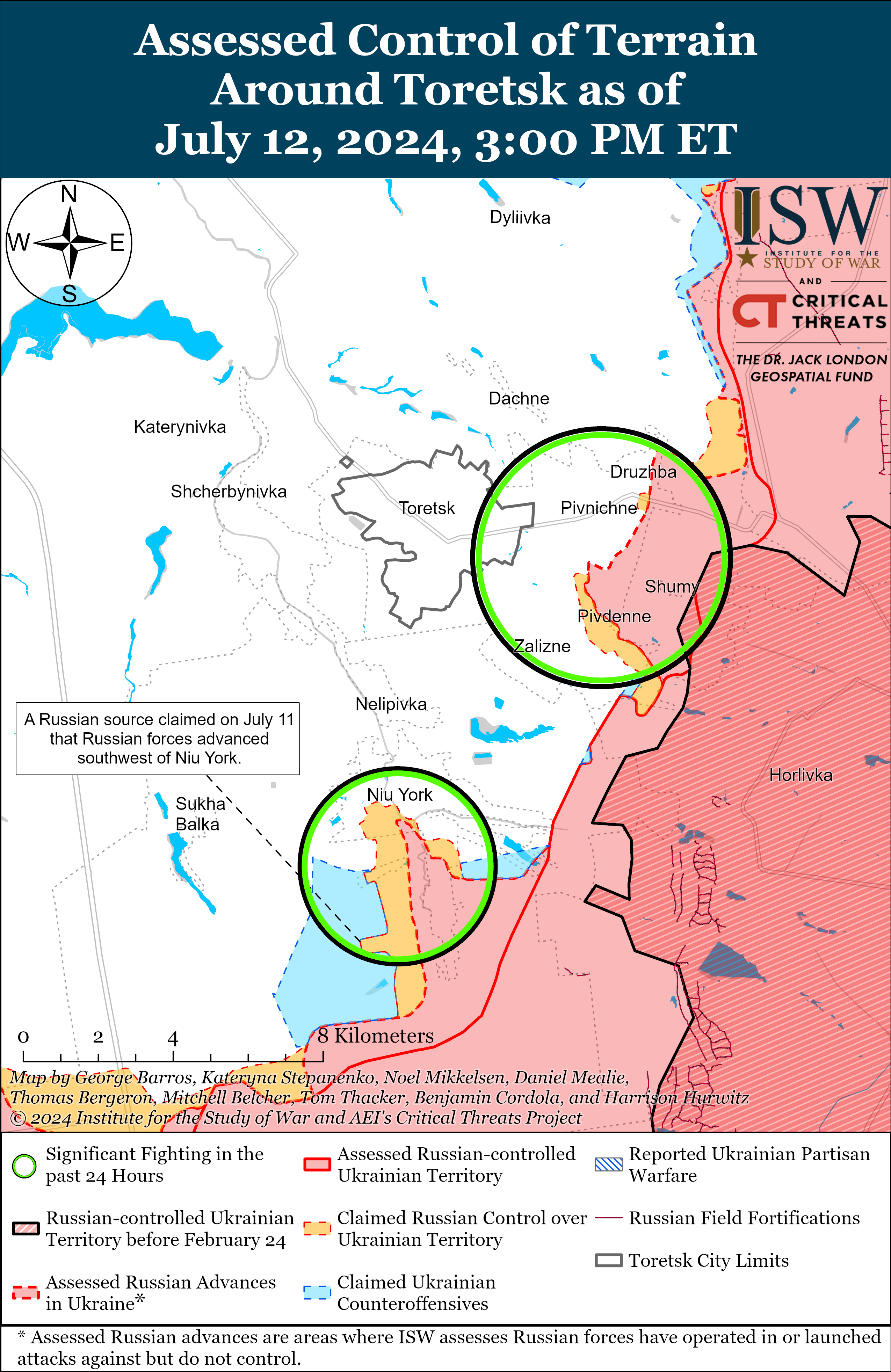 Окупанти просунулися поблизу Авдіївки і в районі адмінкордону двох областей: карти ISW