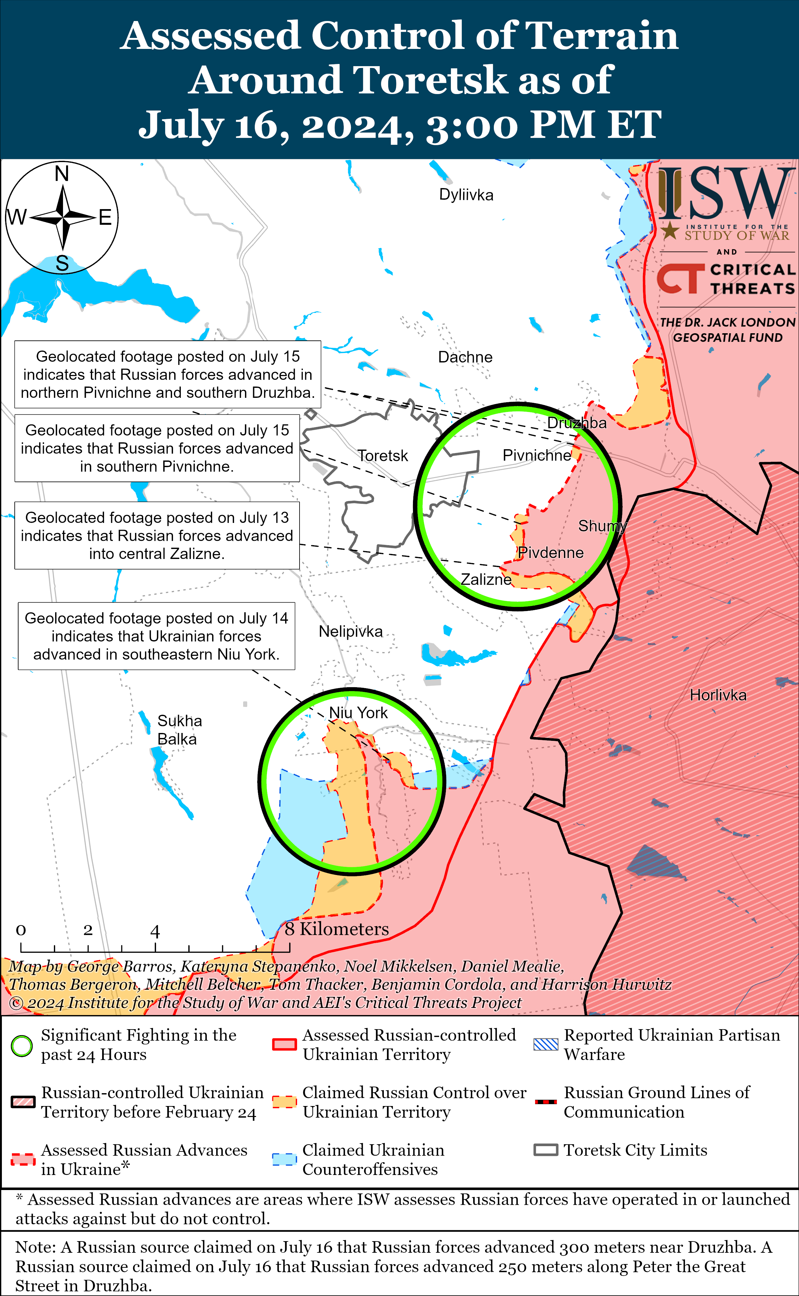 Позиційні бої точаться на багатьох напрямках, ворог просунувся під Авдіївкою: карти ISW