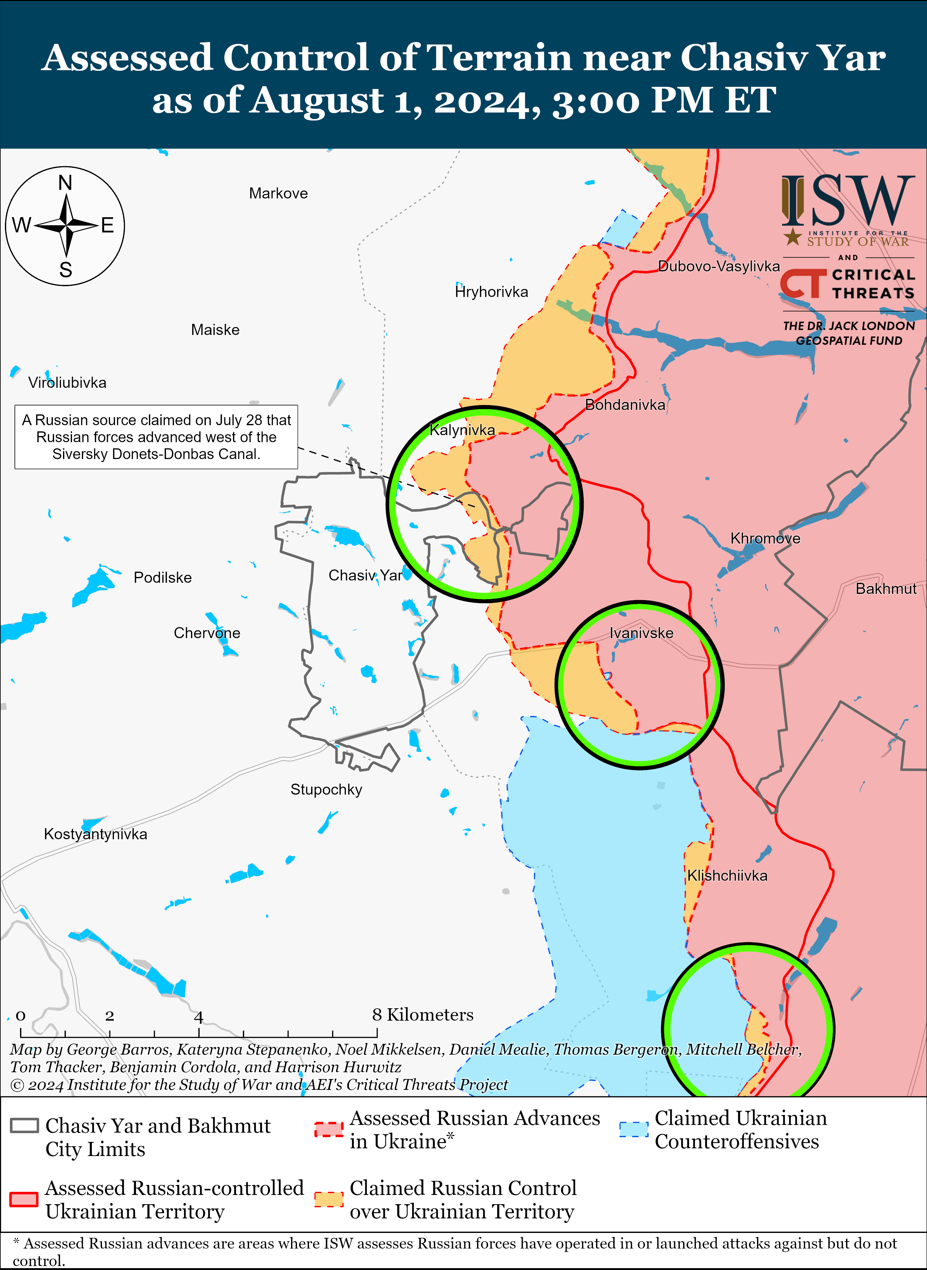 Оккупанты продвинулись вблизи Сватово, Часового Яра и около Донецка: карты ISW