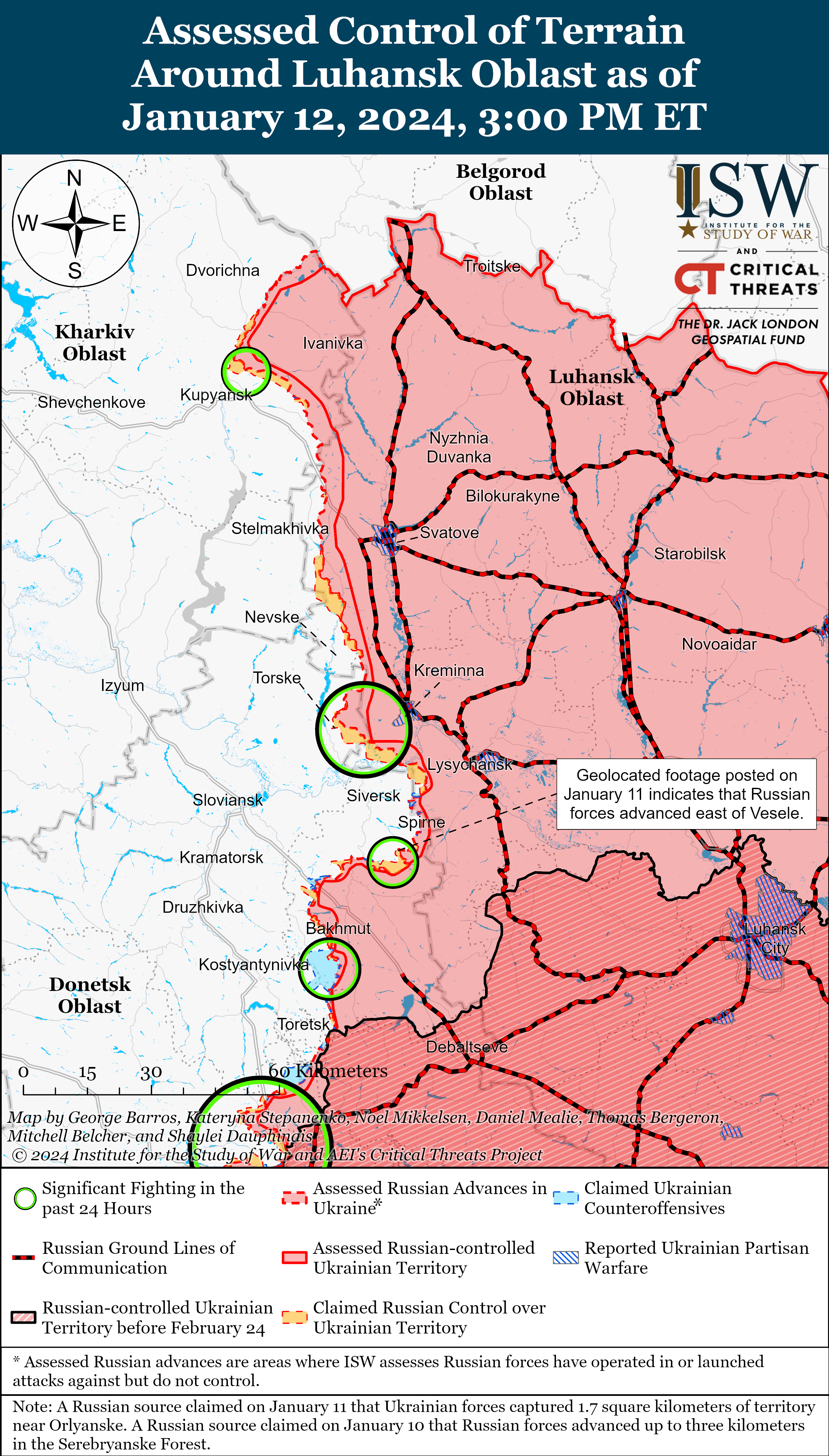 Війська РФ намагаються наступати на південь від Донецька: карти ISW