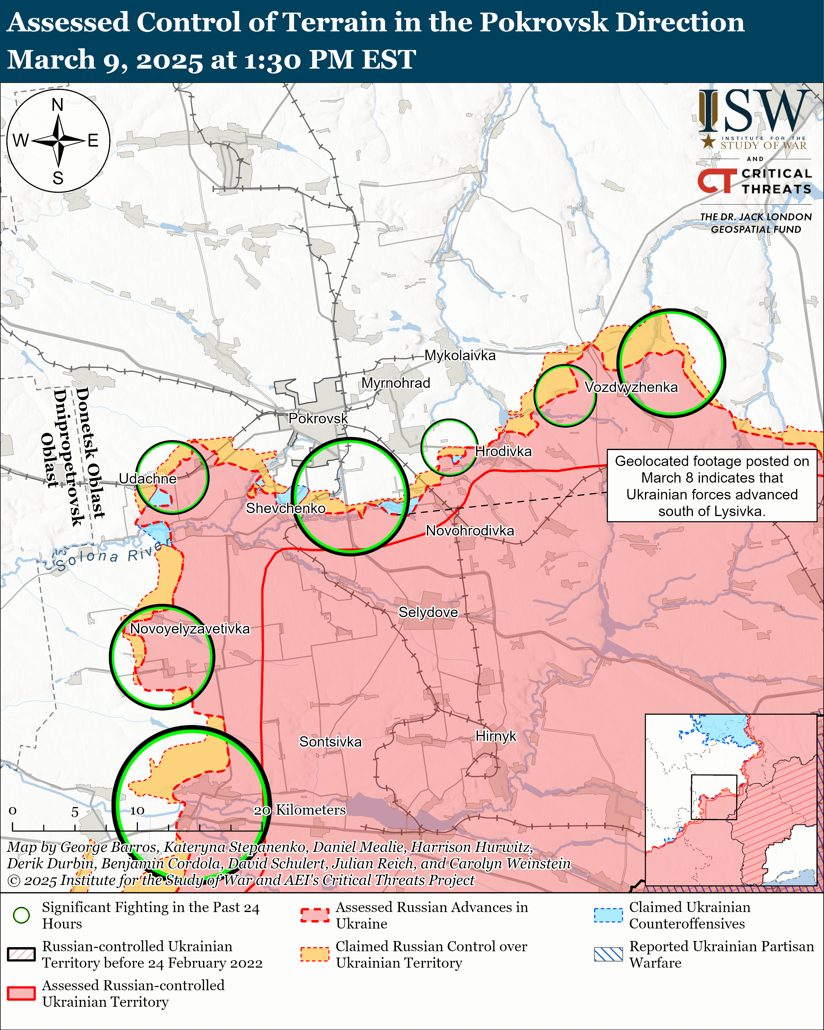 ЗСУ просунулися під Торецьком і Покровськом, окупанти тиснуть на 6 напрямках: карти ISW