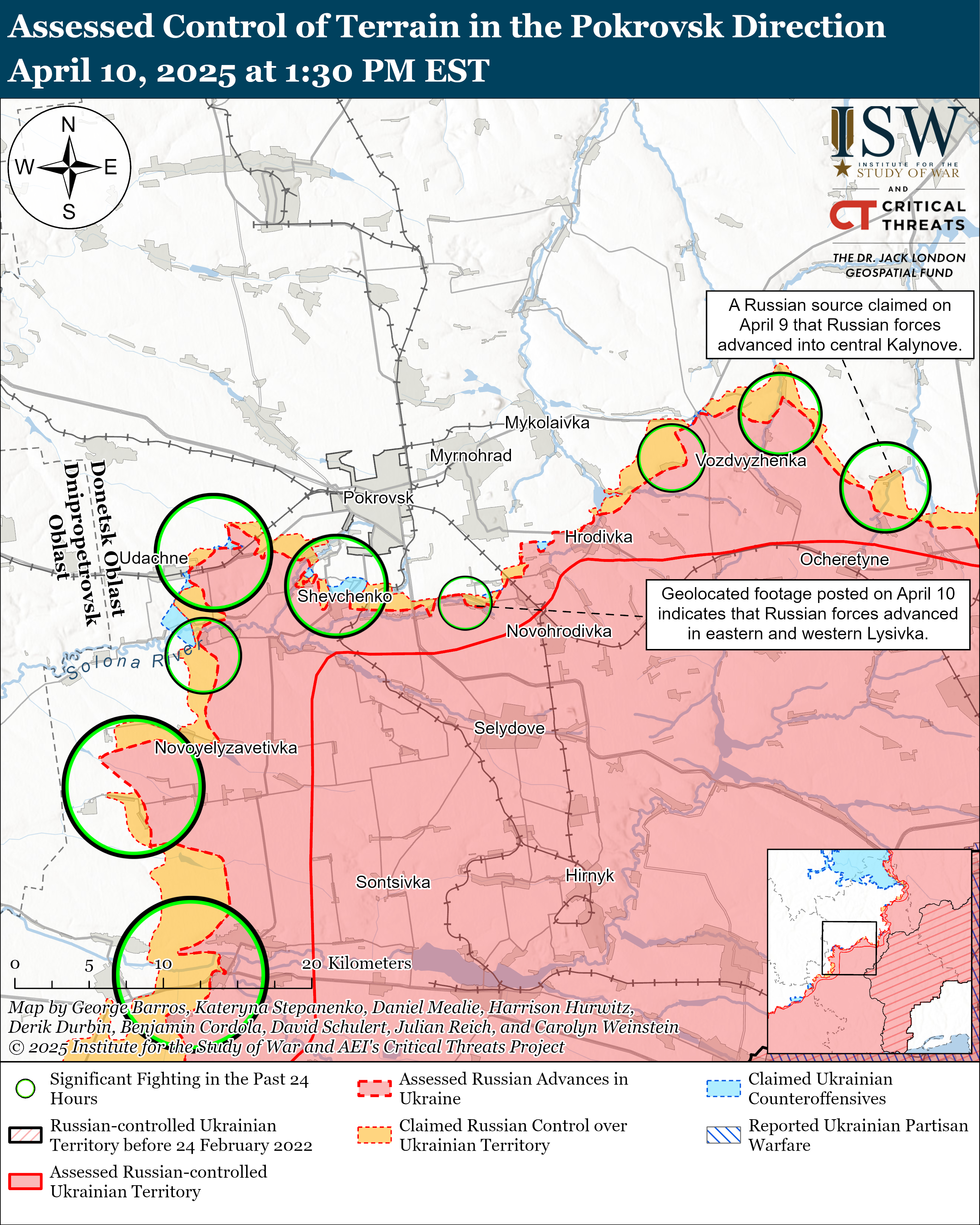 ЗСУ мали успіх біля Часового Яру, ворог просунувся коло Торецька і Покровська: карти ISW