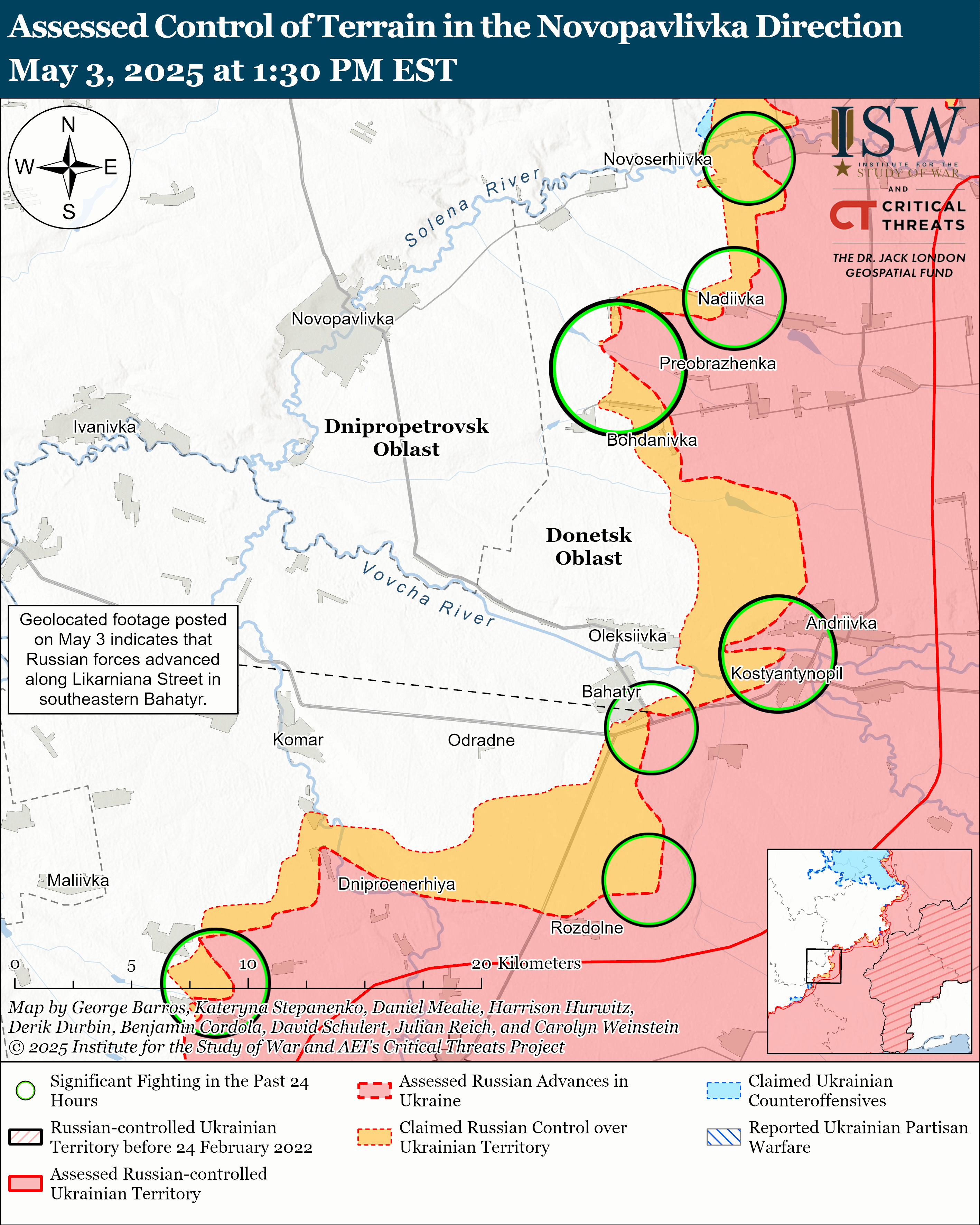 Окупанти просунулися на п'яти напрямках, ЗСУ контратакують: карти ISW