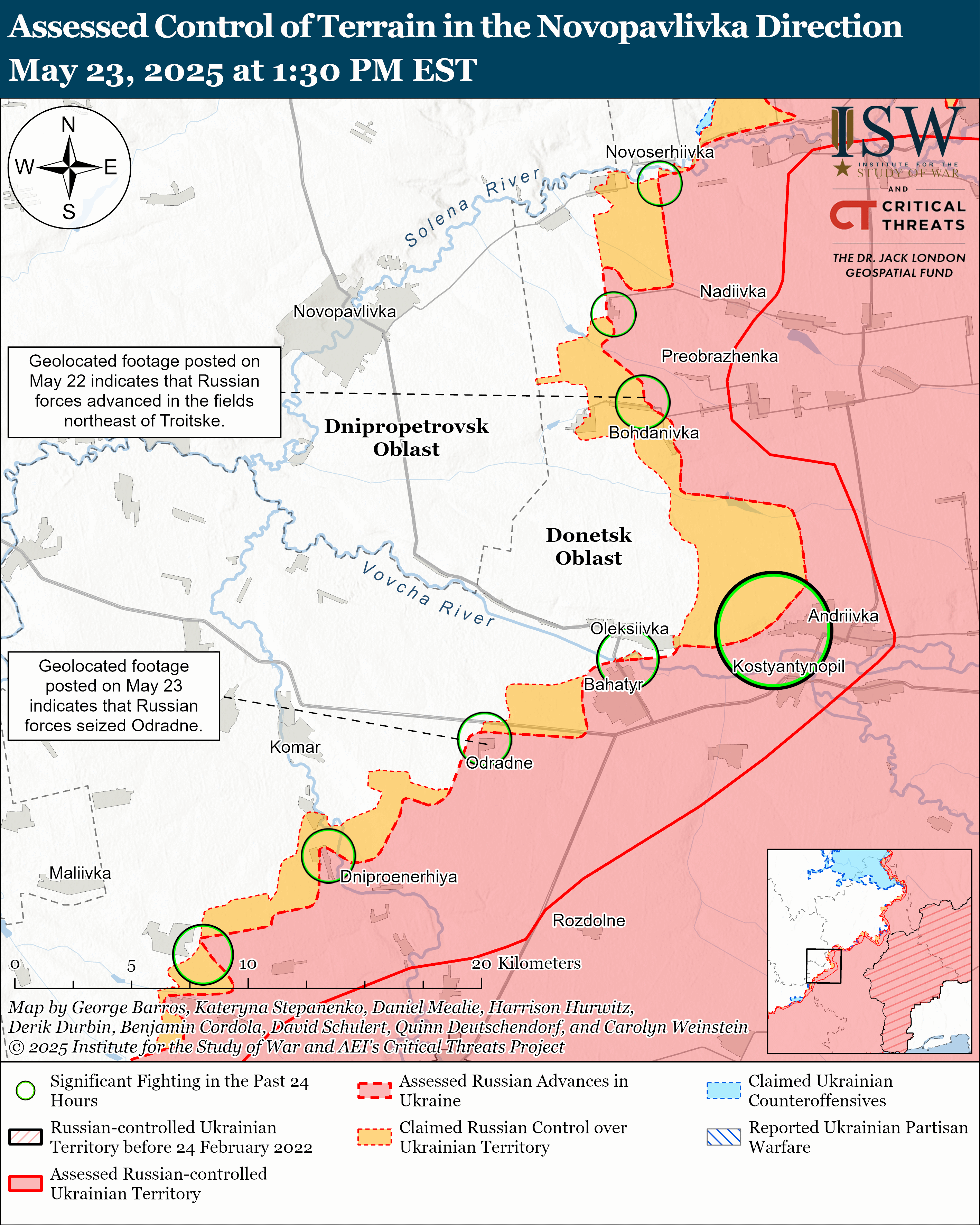 ЗСУ просунулися під Торецьком, ворог тисне на двох напрямках: карти ISW