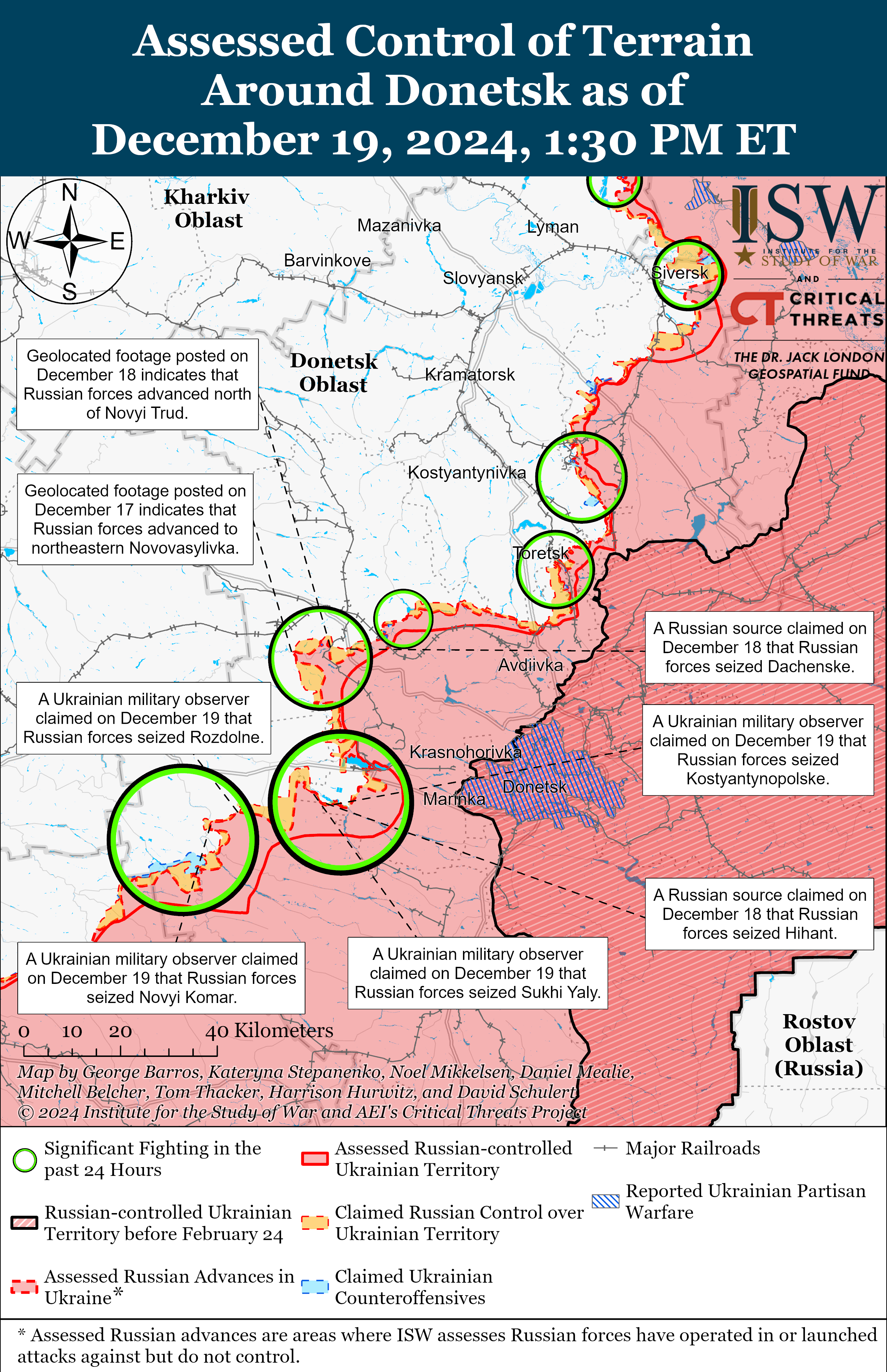 ЗСУ відновили позиції в Часовому Яру, ворог просунувся у 7 районах: карти ISW