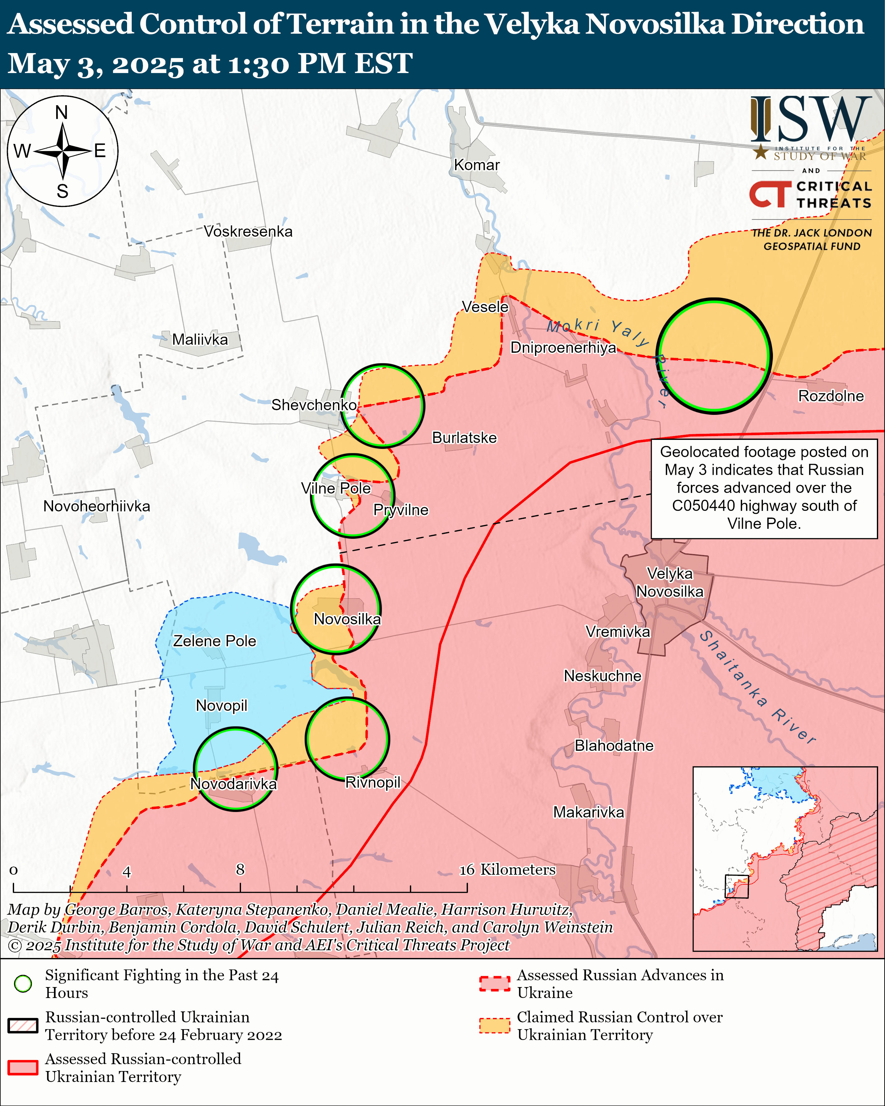 Окупанти просунулися на п'яти напрямках, ЗСУ контратакують: карти ISW
