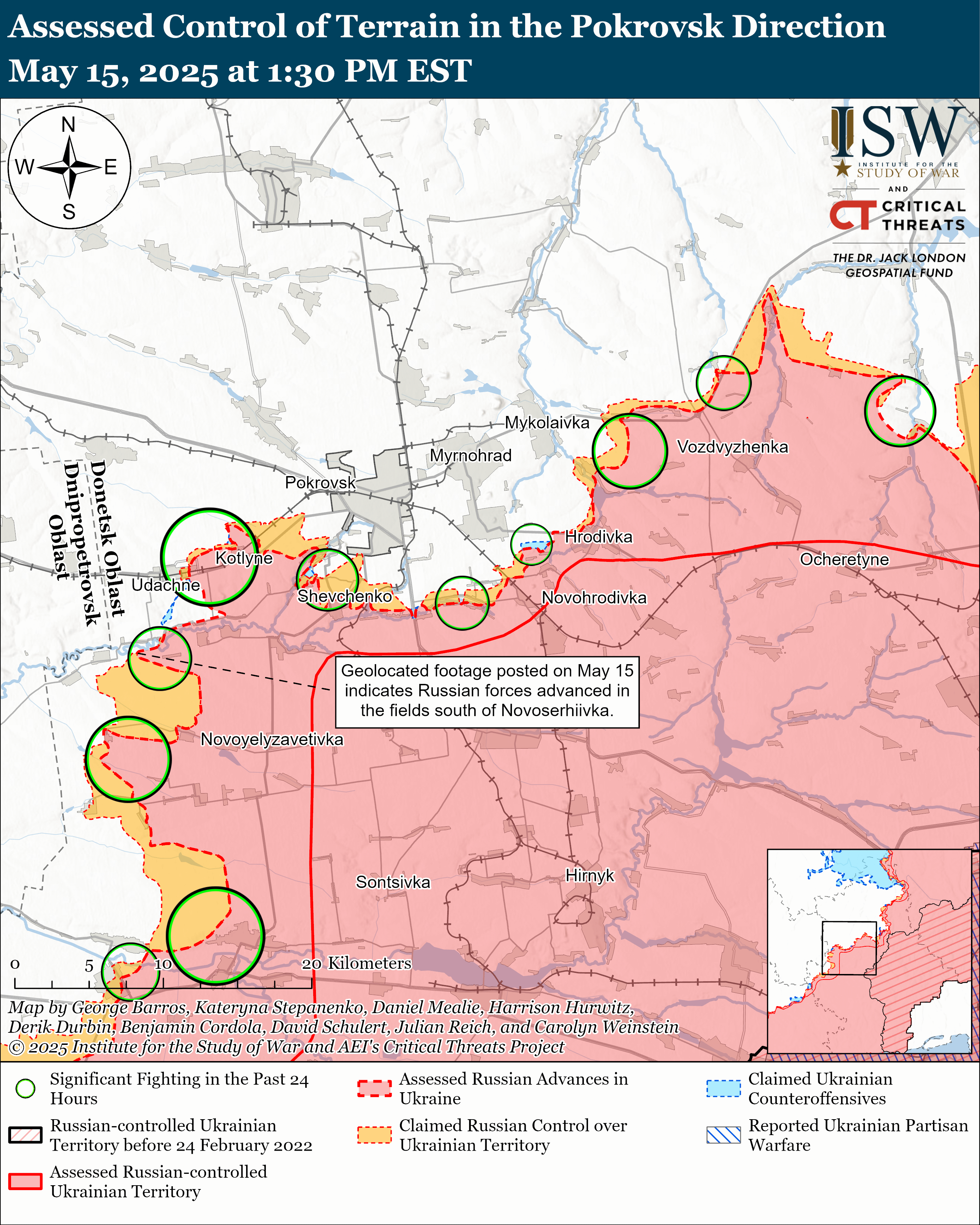ЗСУ мали успіх під Торецьком, окупанти тиснуть на трьох напрямках: карти ISW