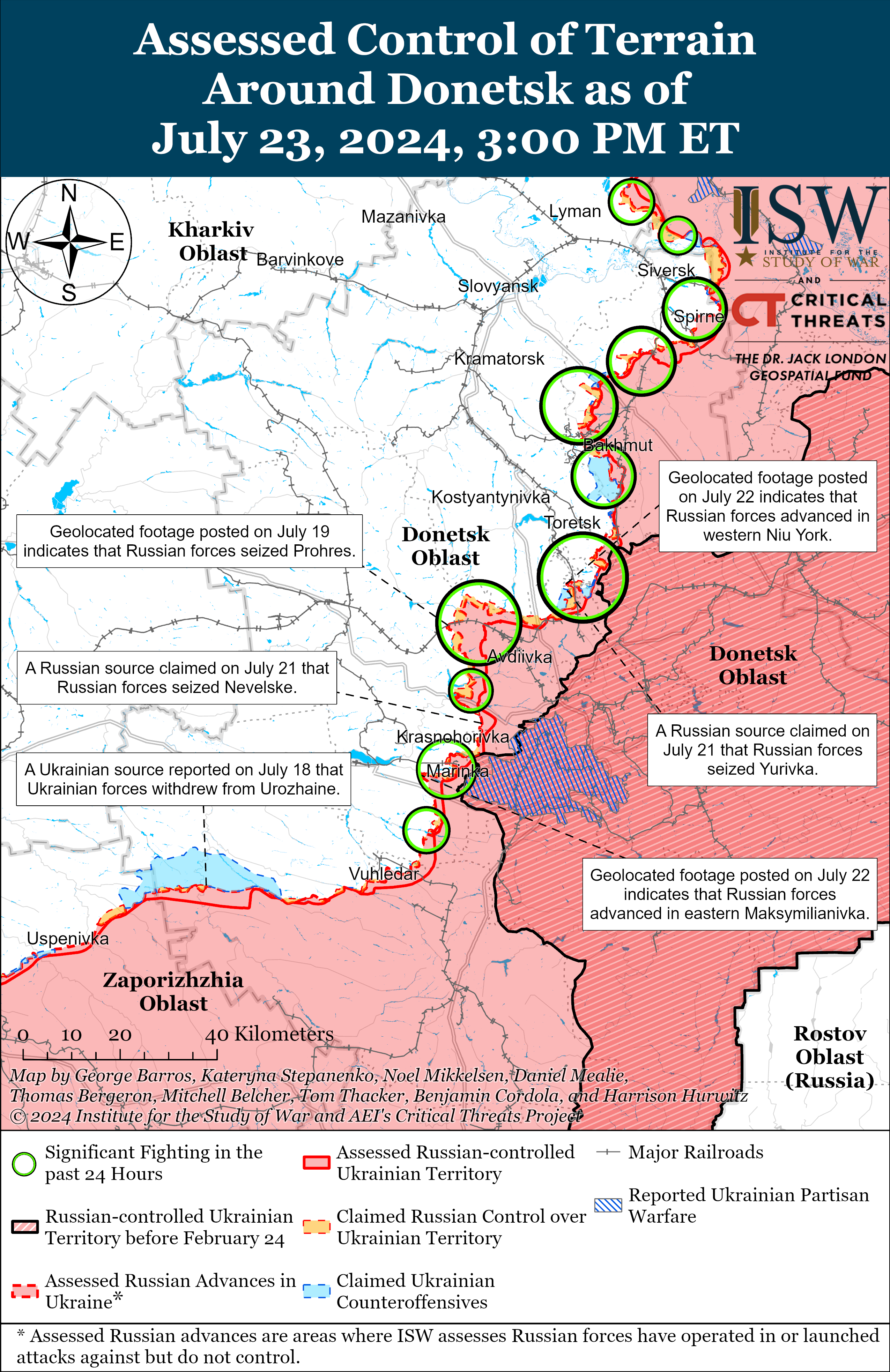 Окупанти просунулися в Донецькій області на кількох напрямках: карти ISW