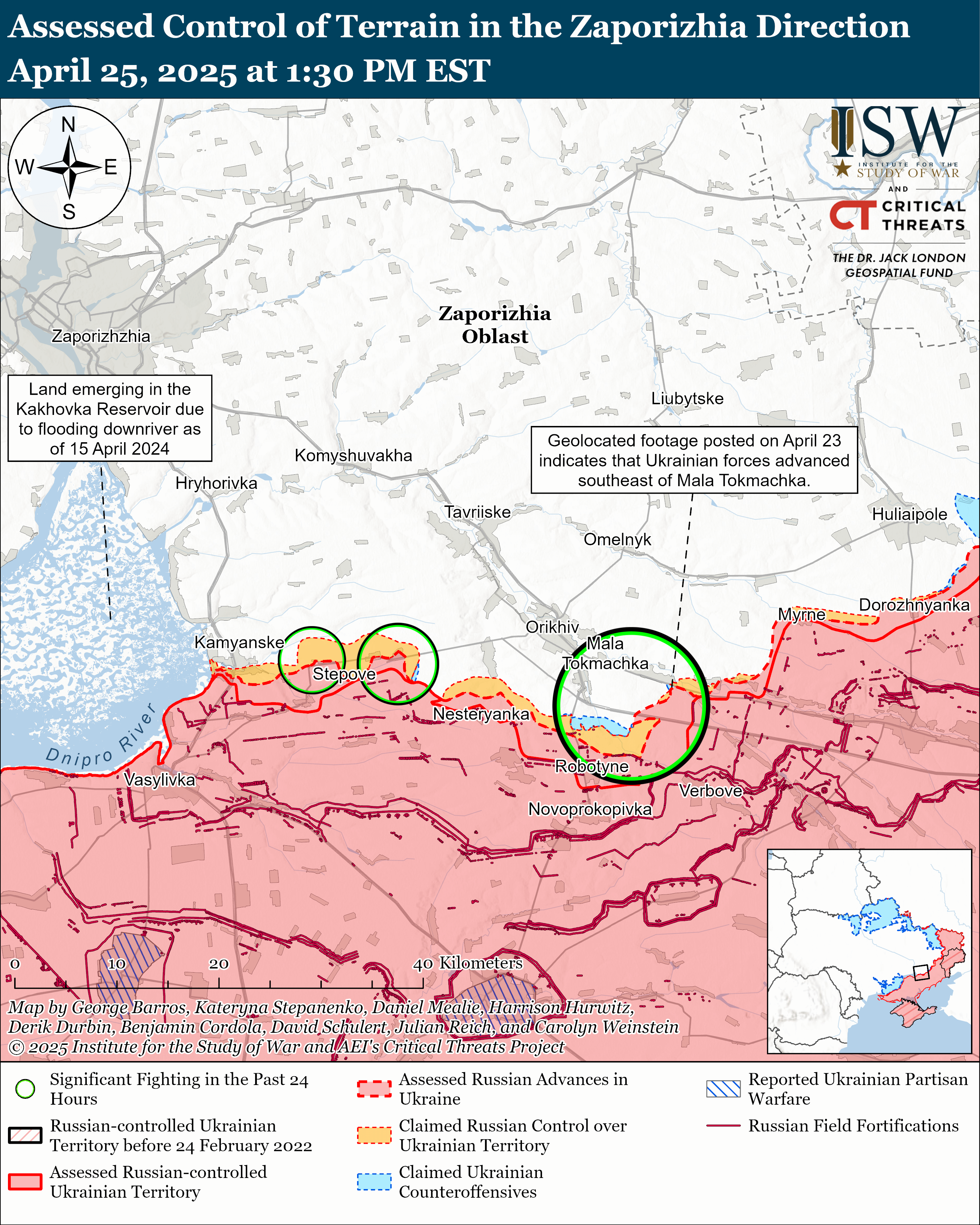 ЗСУ мали успіх на заході Запорізької області, ворог просунувся у трьох областях: карти ISW
