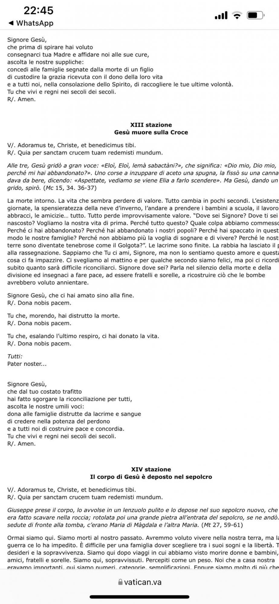 Ватикан после просьб Украины изменил текст размышлений на Крестном шествии в Риме