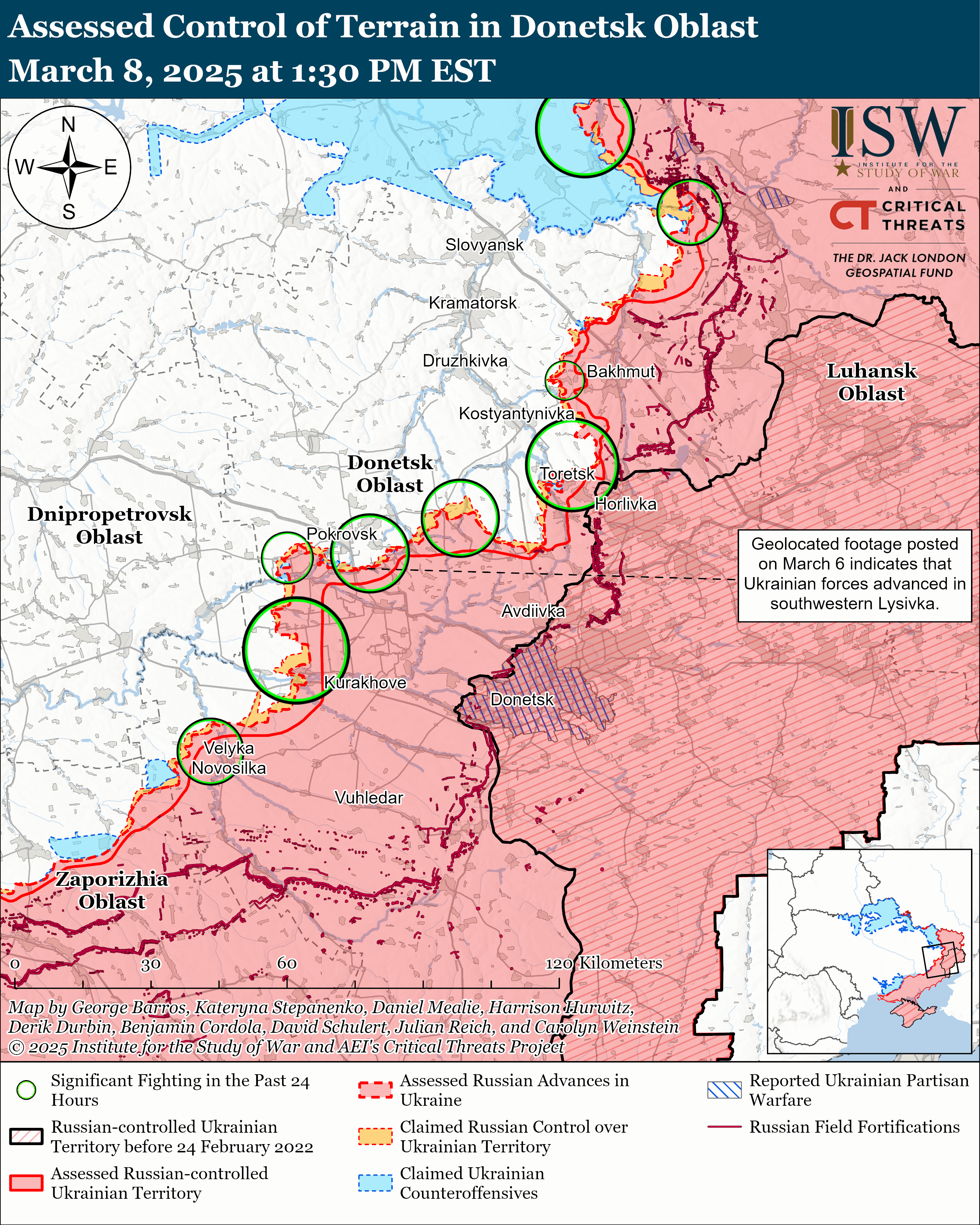 ЗСУ мали успіх біля Торецька і Покровська, ворог тисне на трьох напрямках: карти ISW