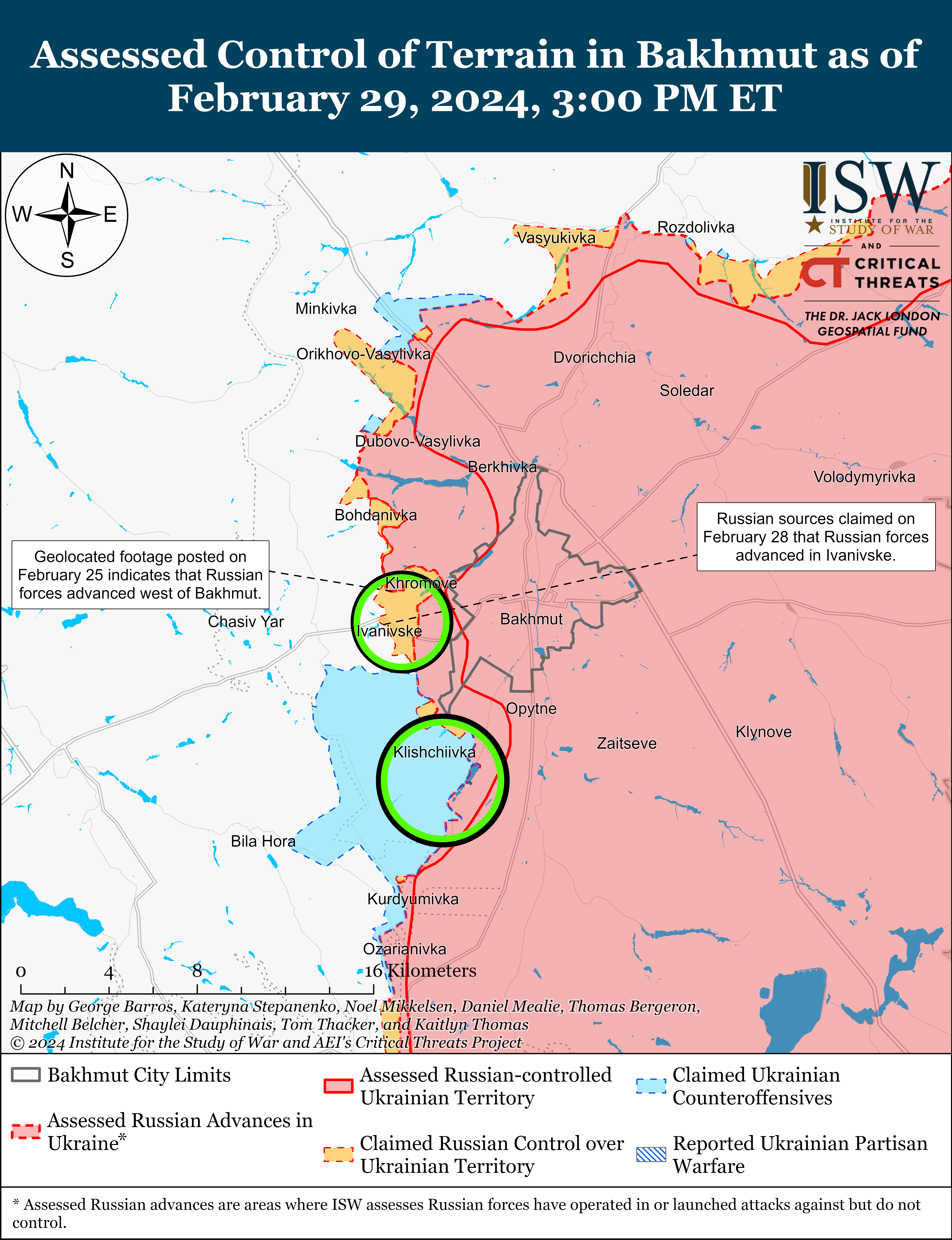 ЗСУ завадили росіянам закріпитися на захід від Авдіївки: карти ISW