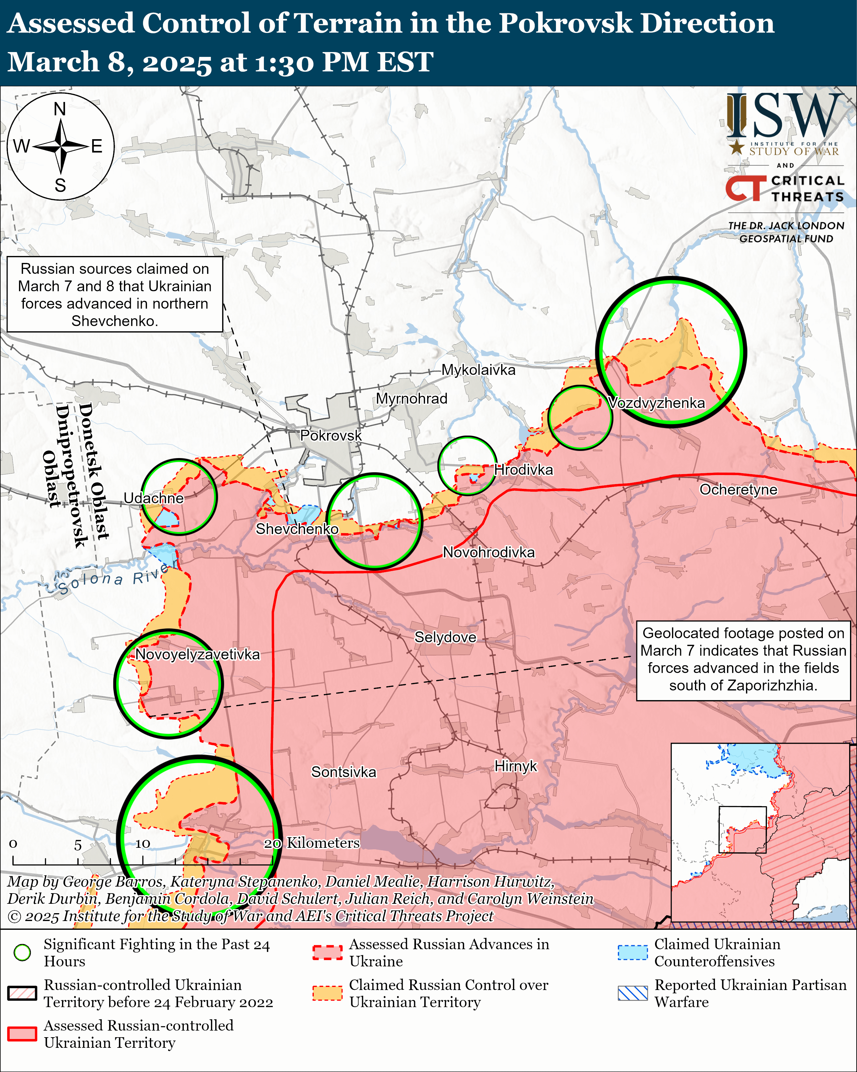 ЗСУ мали успіх біля Торецька і Покровська, ворог тисне на трьох напрямках: карти ISW