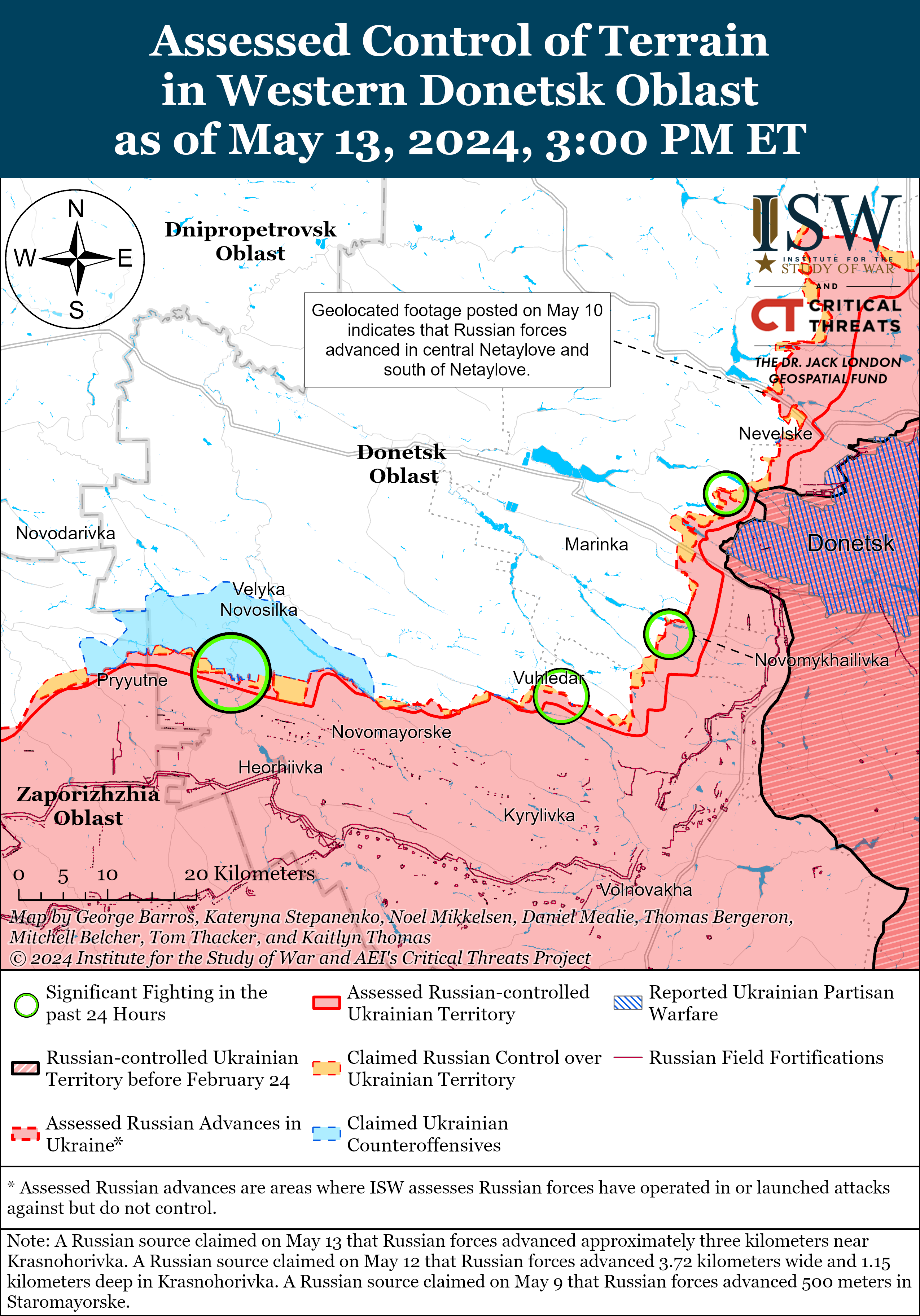 ЗСУ відновили позиції біля Часового Яру, ворог тисне у Харківській області: карти ISW