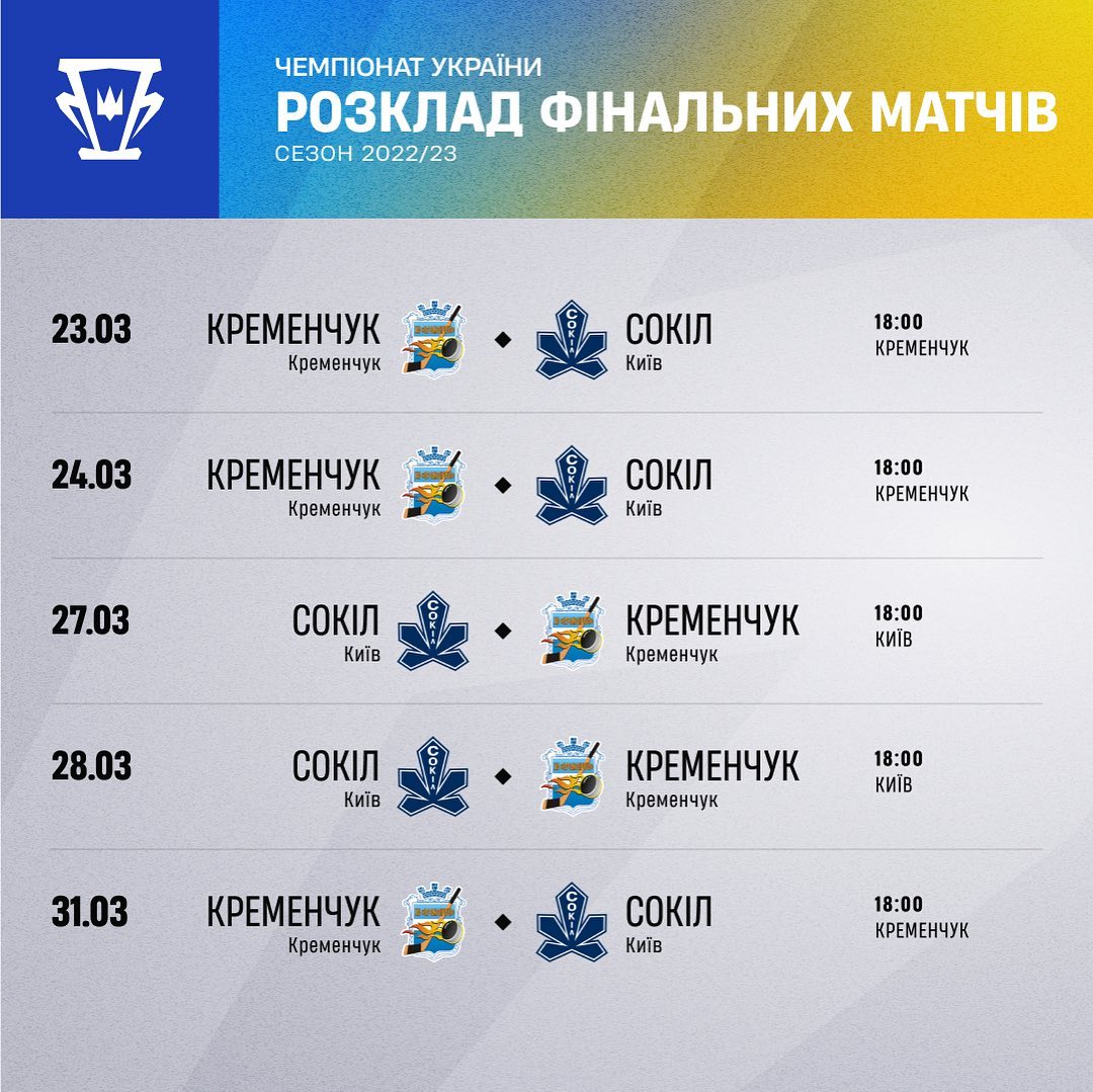 "Кременчук" – "Сокіл": розклад фінальної серії хокейного чемпіонату України