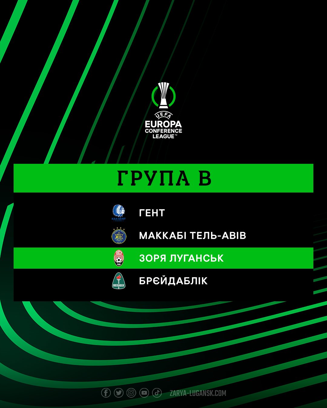 "Зоря" отримала суперників у групі Ліги конференцій