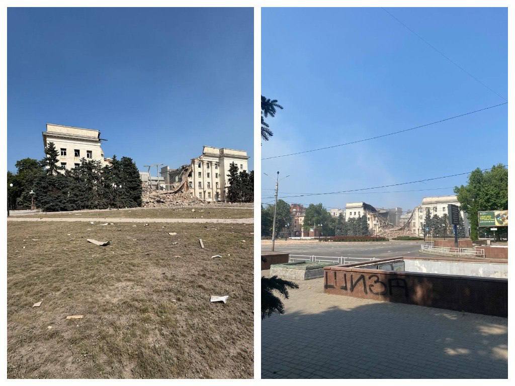 Росіяни другим за день ударом знищили будівлю Херсонської ОВА: фото наслідків