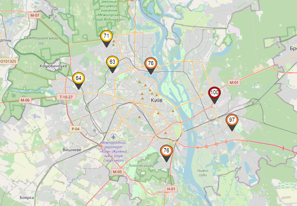 Київ на п'ятому місці у світі за рівнем забруднення повітря (карти)