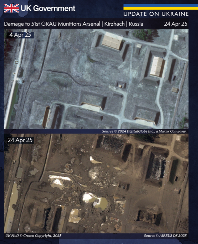 Колосальні втрати: британська розвідка показала знімки російського арсеналу після вибухів