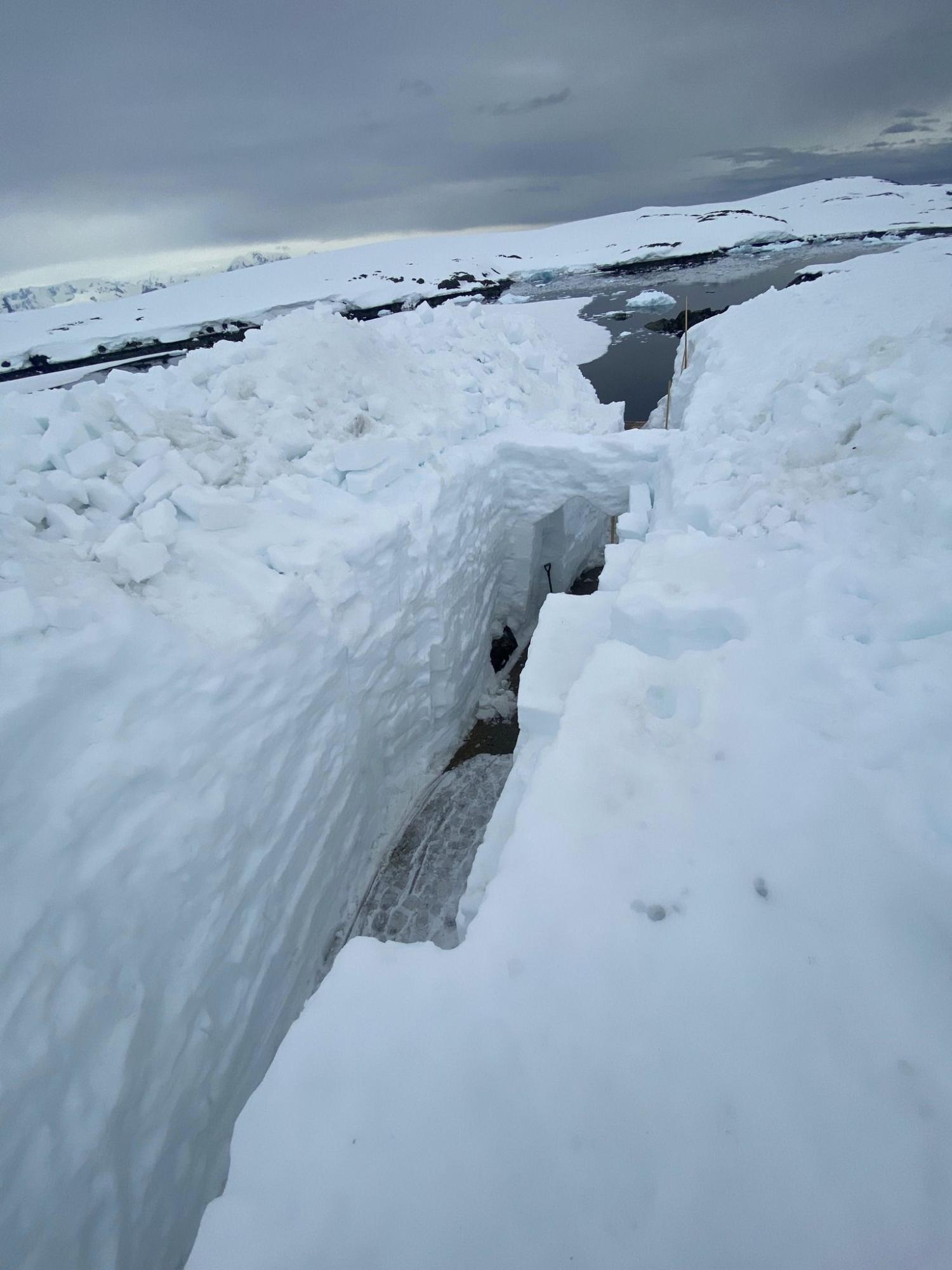 Українські полярники показали величезний рів, який викопали у снігу: захоплюючі фото