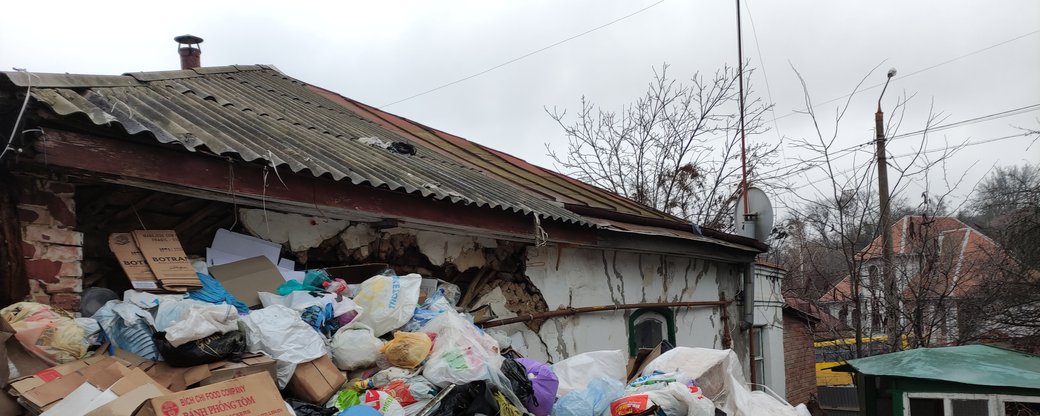У Полтаві жінка 20 років тягне додому сміття з усього міста: видно лише дах (фото)