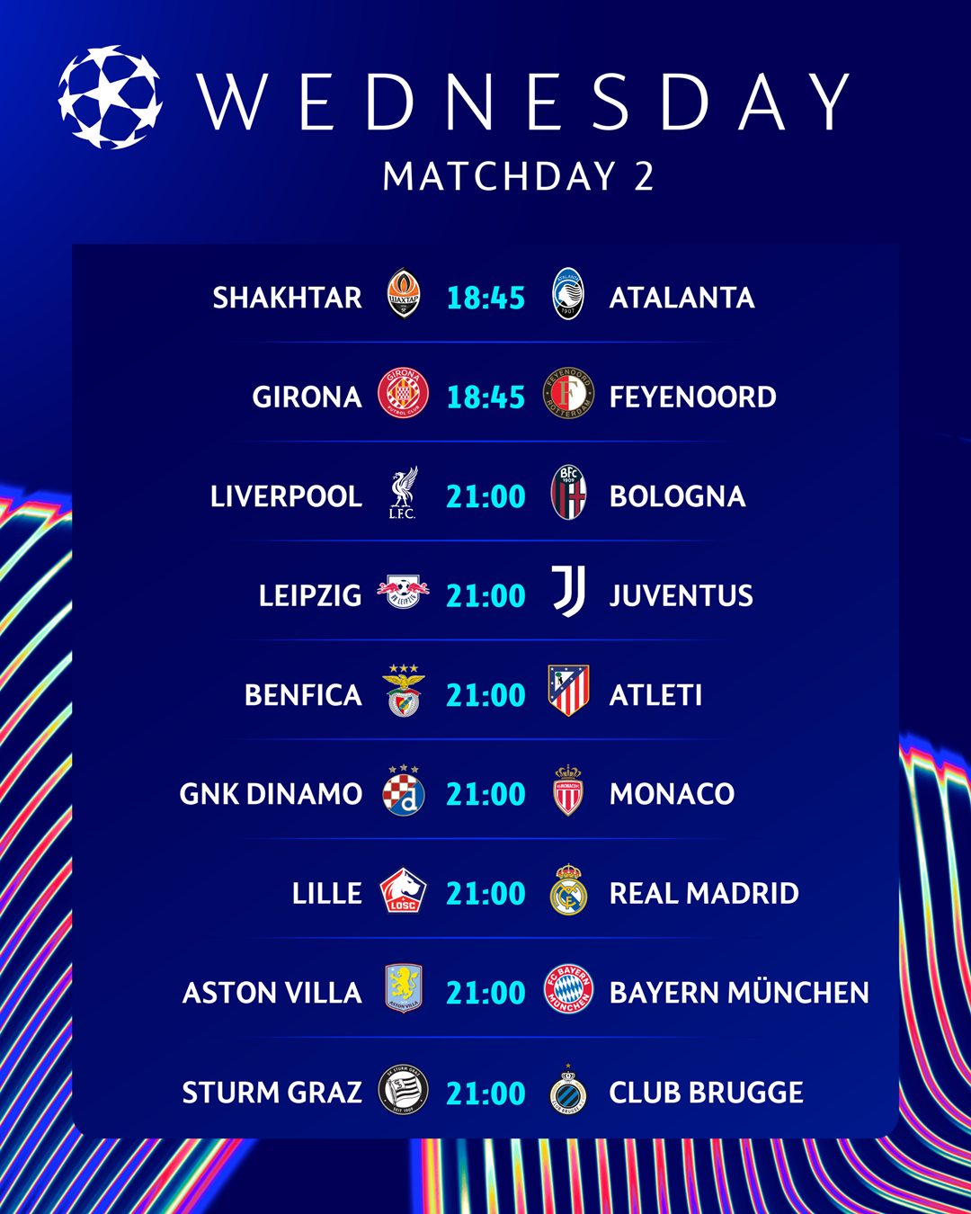 Продовження Ліги чемпіонів 2 жовтня: повний розклад матчів середи