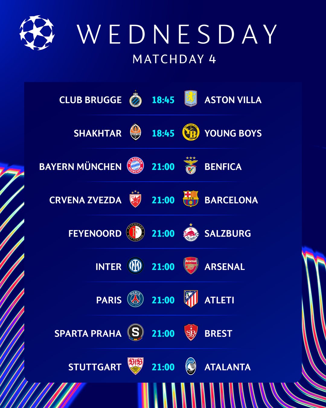 Продовження Ліги чемпіонів 6 листопада: повний розклад матчів середи