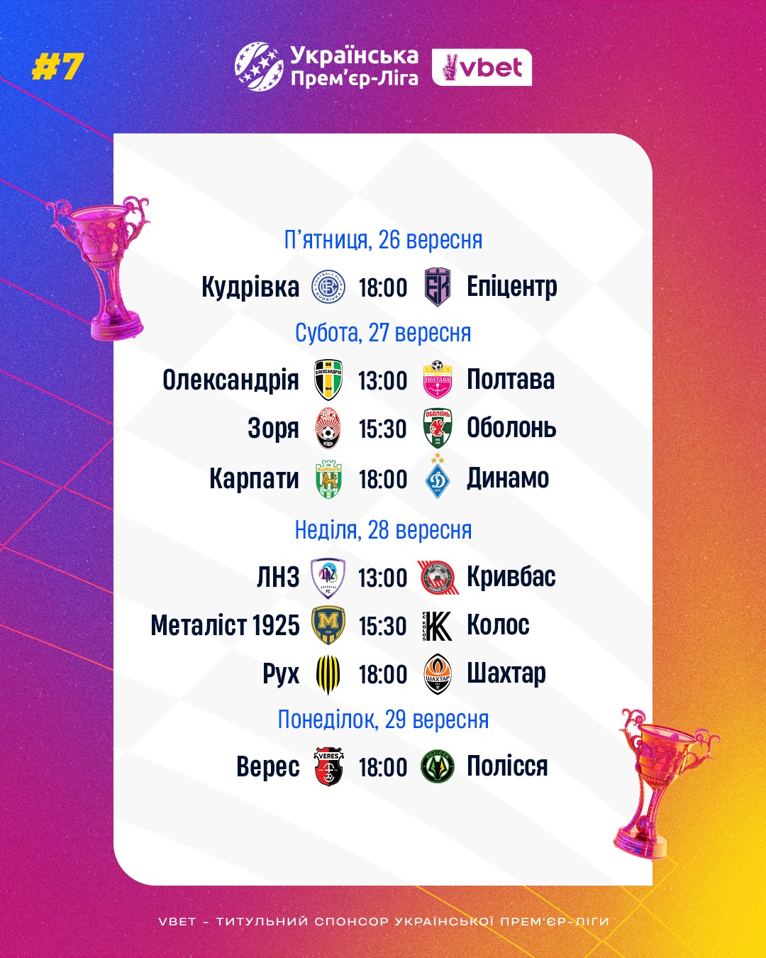 Продовження УПЛ: головні інтриги та повний розклад сьомого туру