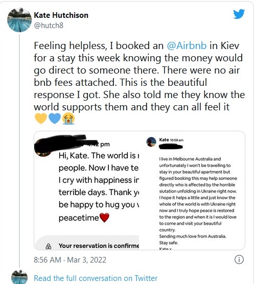 Иностранцы бронируют пустое жилье на Airbnb в пострадавших городах, чтобы помочь украинцам