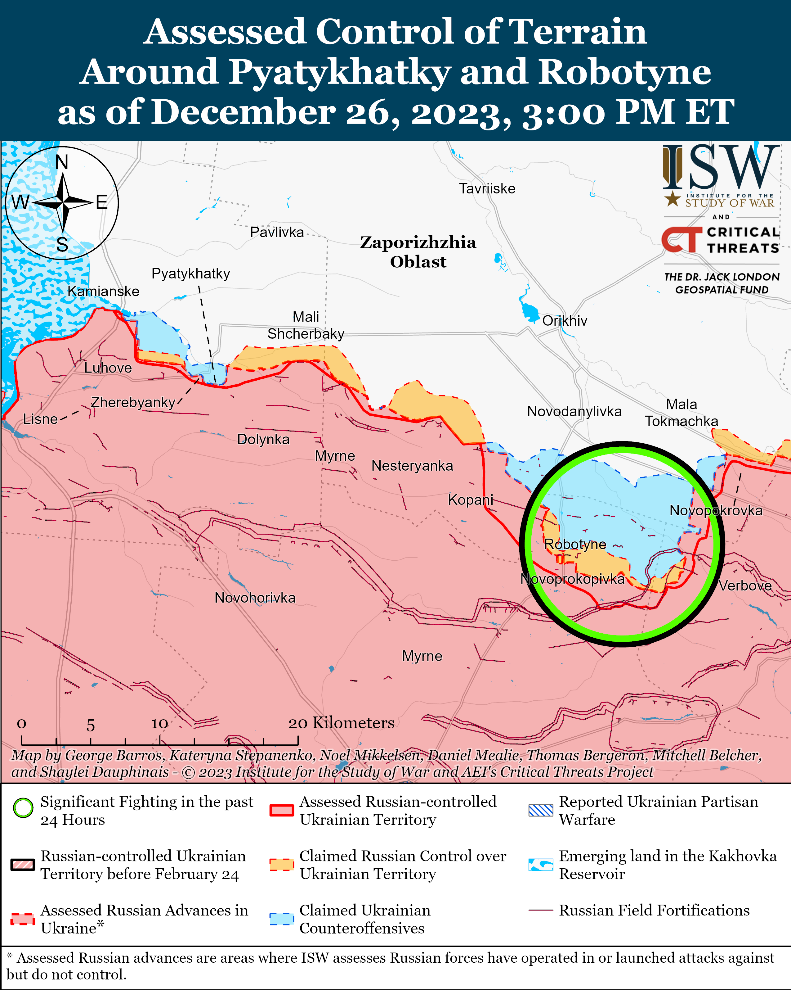 Позиційні бої відбулися на південь Гуляйполя та біля Роботиного: карти ISW