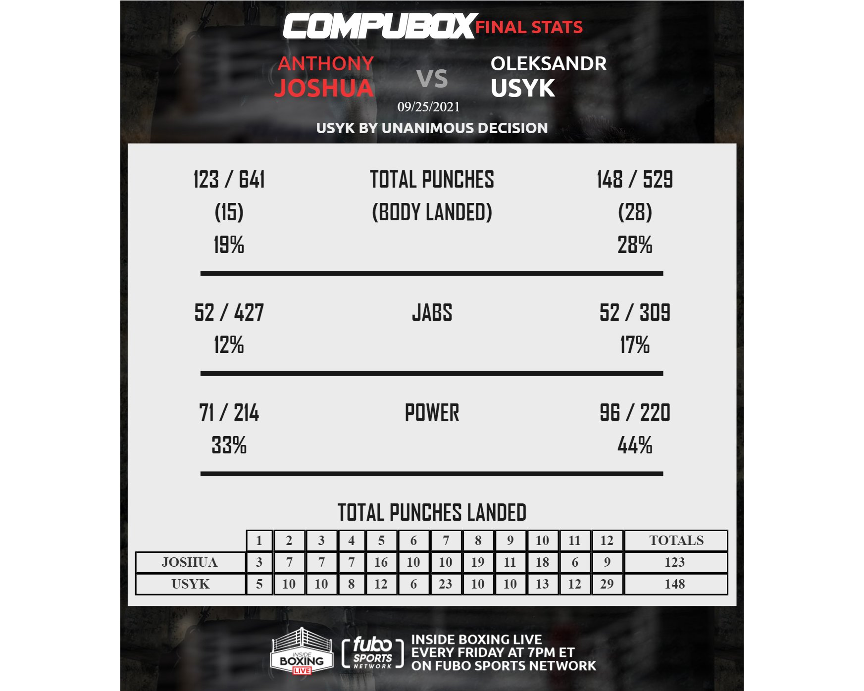 Кто кого бил больше: статистика ударов в бою Усик - Джошуа