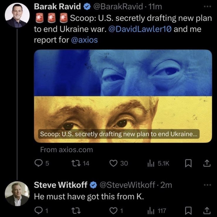 "Получил от К.": Уиткофф слил в соцсети источник "плана" США и России по Украине