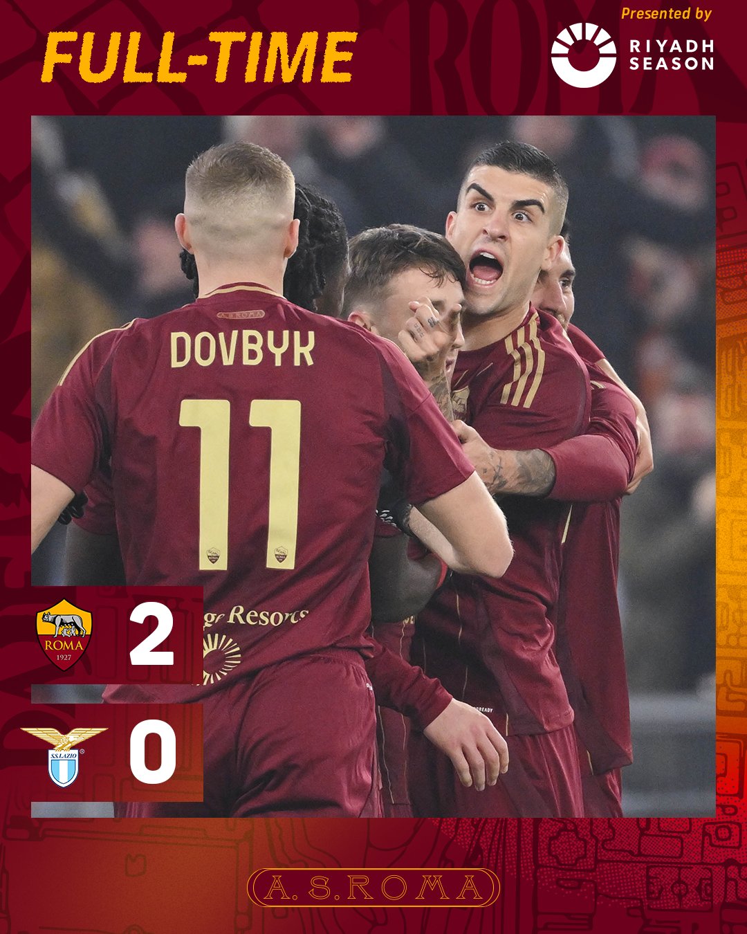 Довбик розпочав дві гольові атаки: "Рома" знищила "Лаціо" в римському протистоянні
