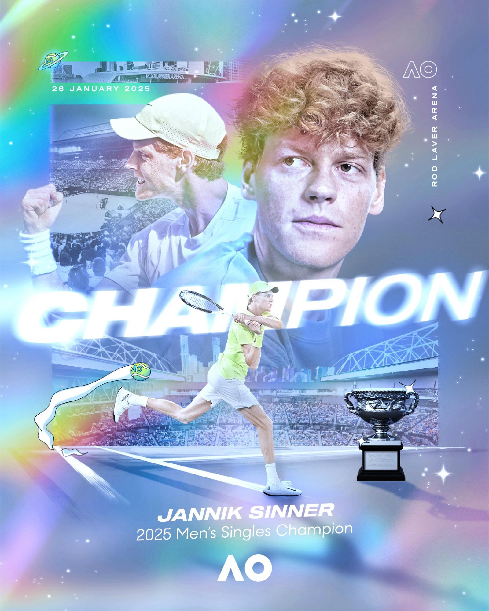 Синнер второй раз подряд выиграл Australian Open