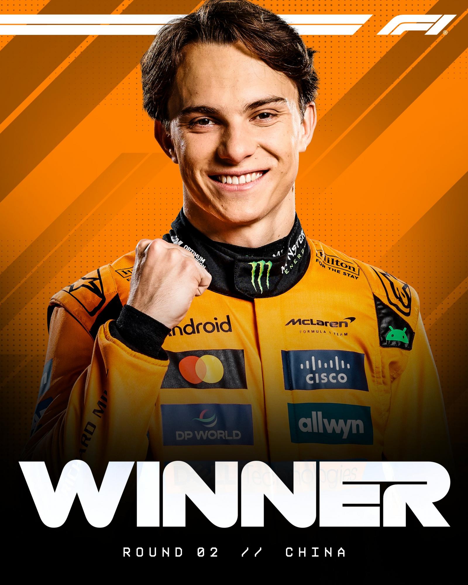 Формула-1: Піастрі виграв Гран-прі Китаю, "Макларен" оформив ювілейний дубль