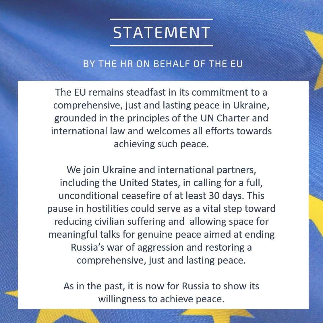ЕС поддержал 30-дневное перемирие: теперь очередь за Россией