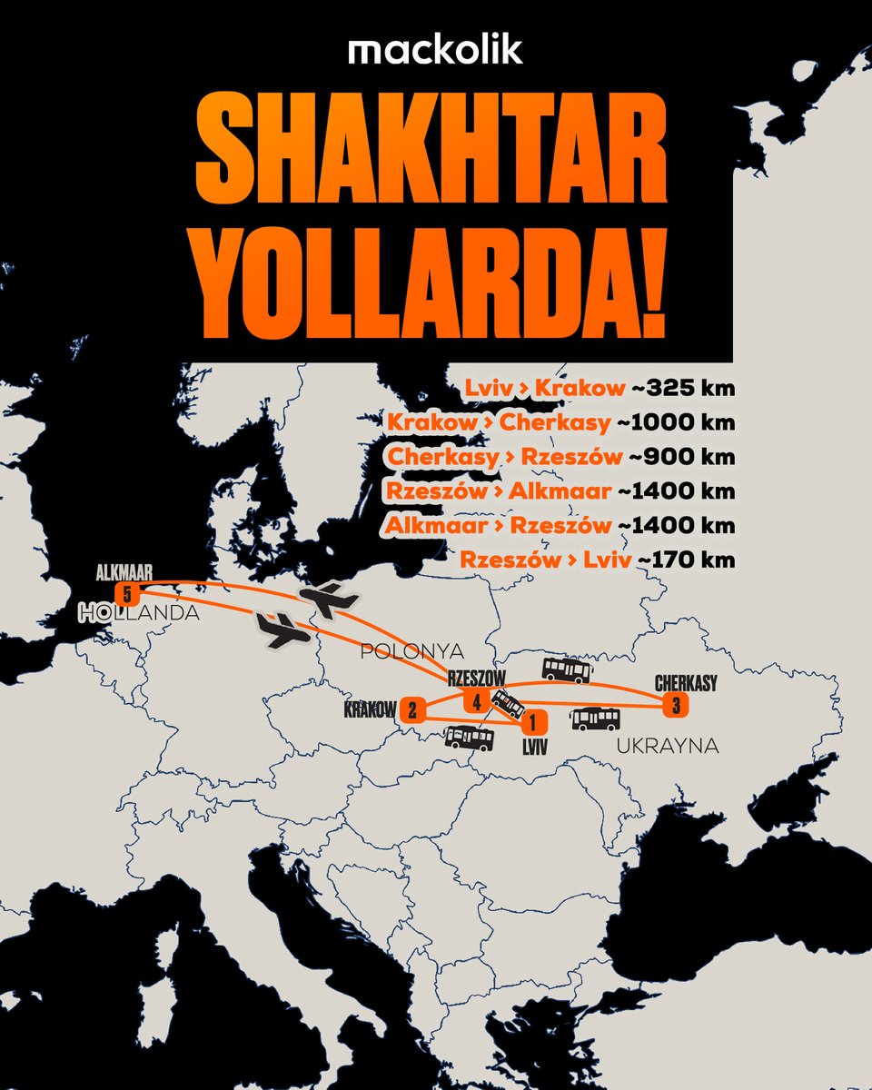Более 5000 км за неделю: "Шахтер" начинает экстремальный вояж ради полуфинала еврокубка (карта)
